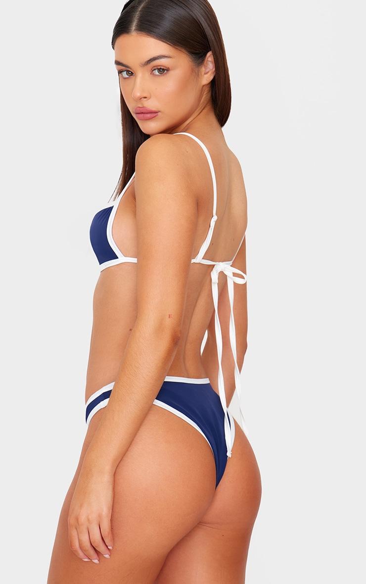 Navy Micro Bandeau Contrast Bikini Top Product Image