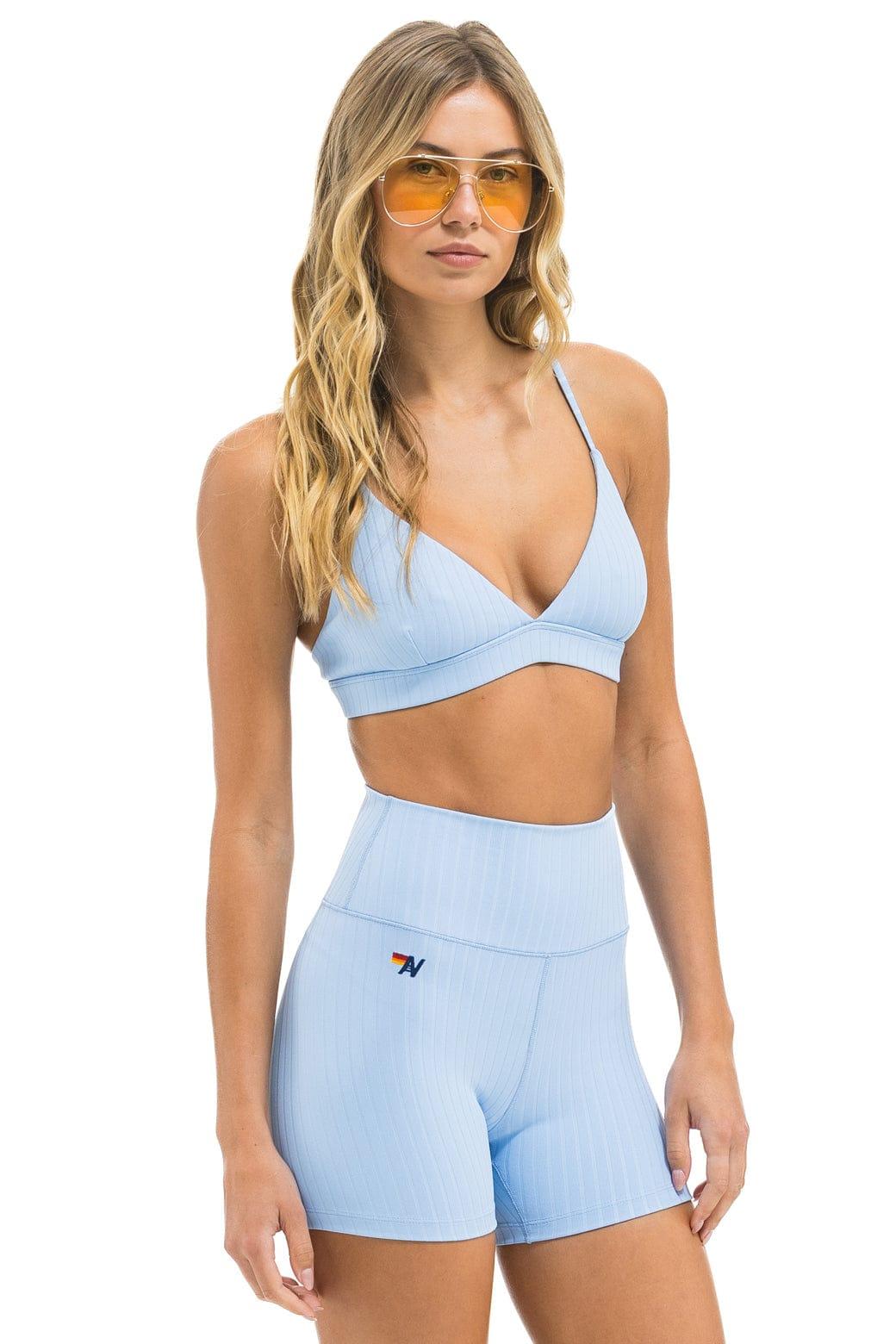 WIDE RIB 4IN HI-RISE BIKER SHORT - SKY Female Product Image