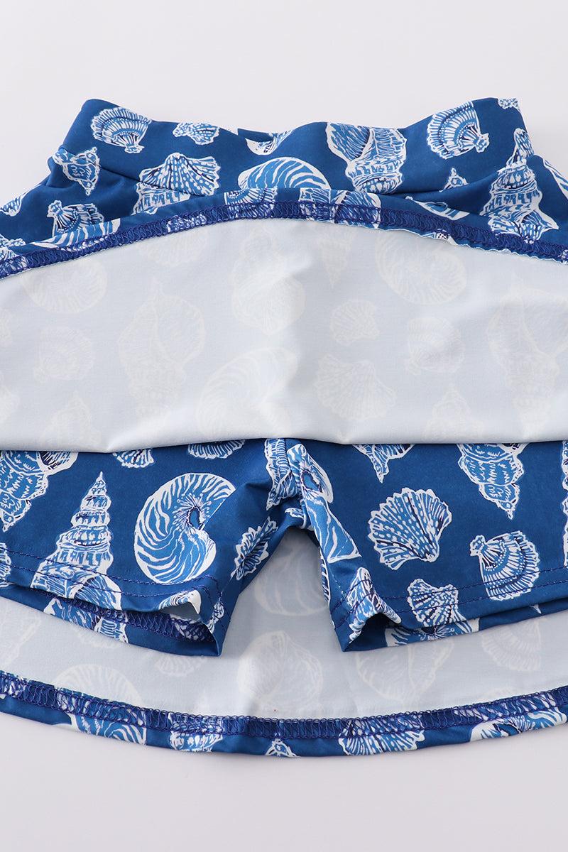 Blue conch print tennis skort set Product Image