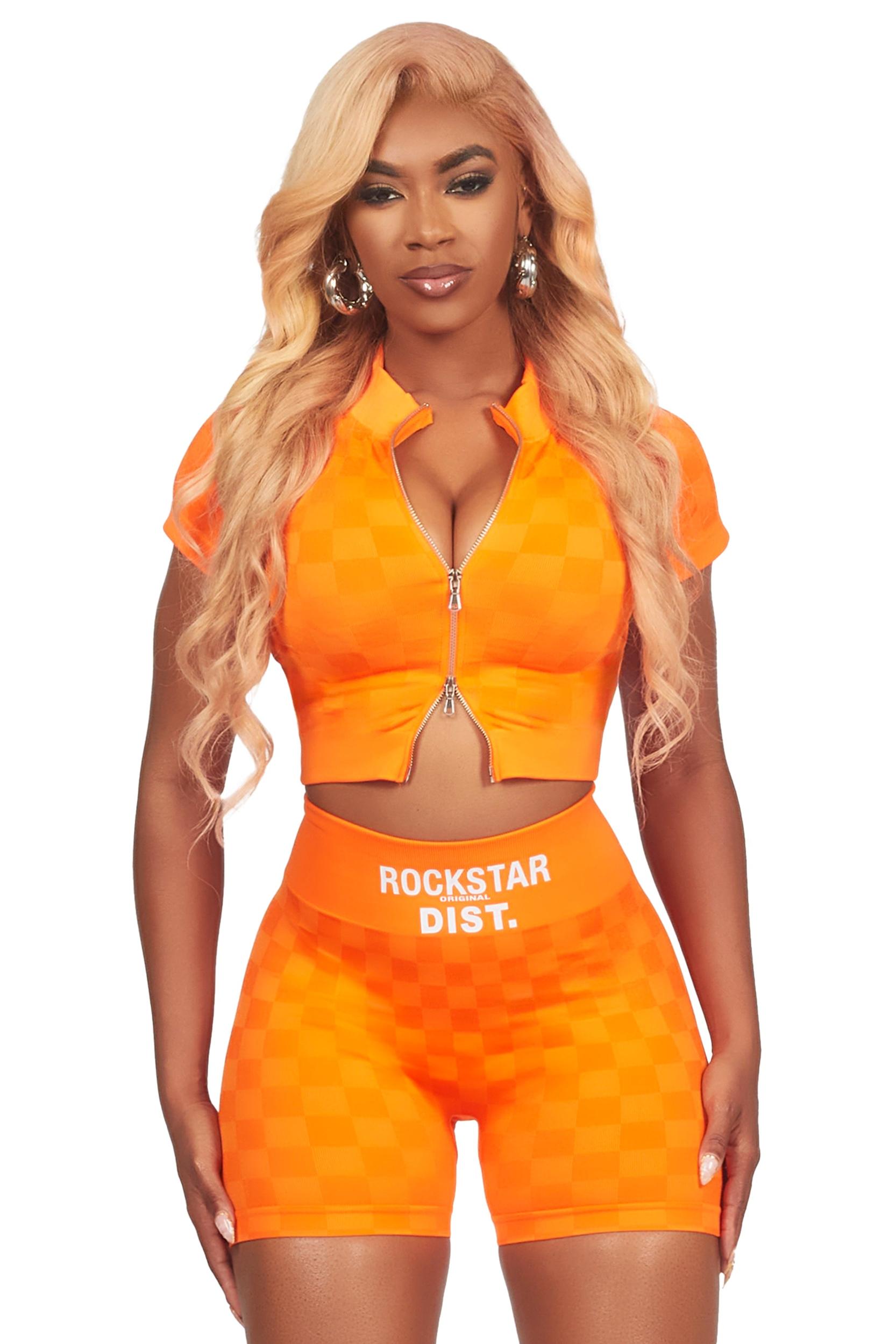 Check Her Out Orange Bike Short Set Female Product Image