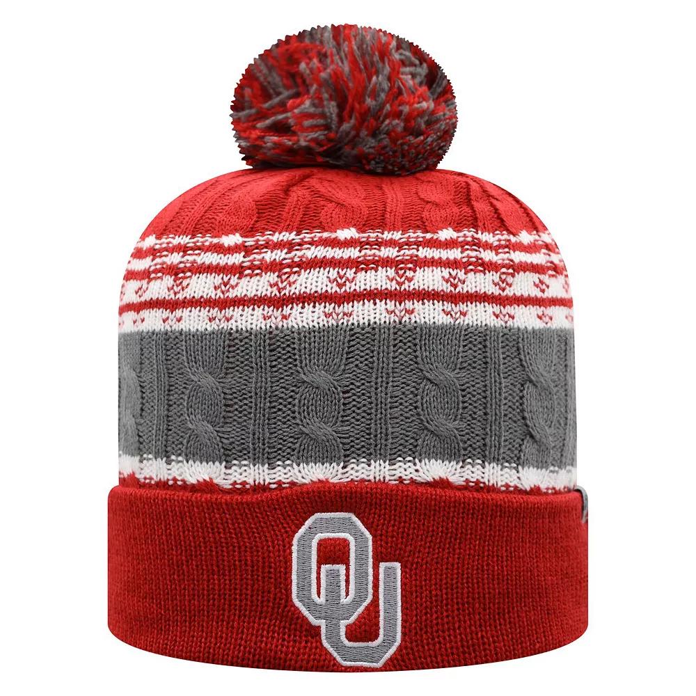 Men's Top of the World Crimson Oklahoma Sooners Altitude Cuffed Knit Hat with Pom, Red Product Image