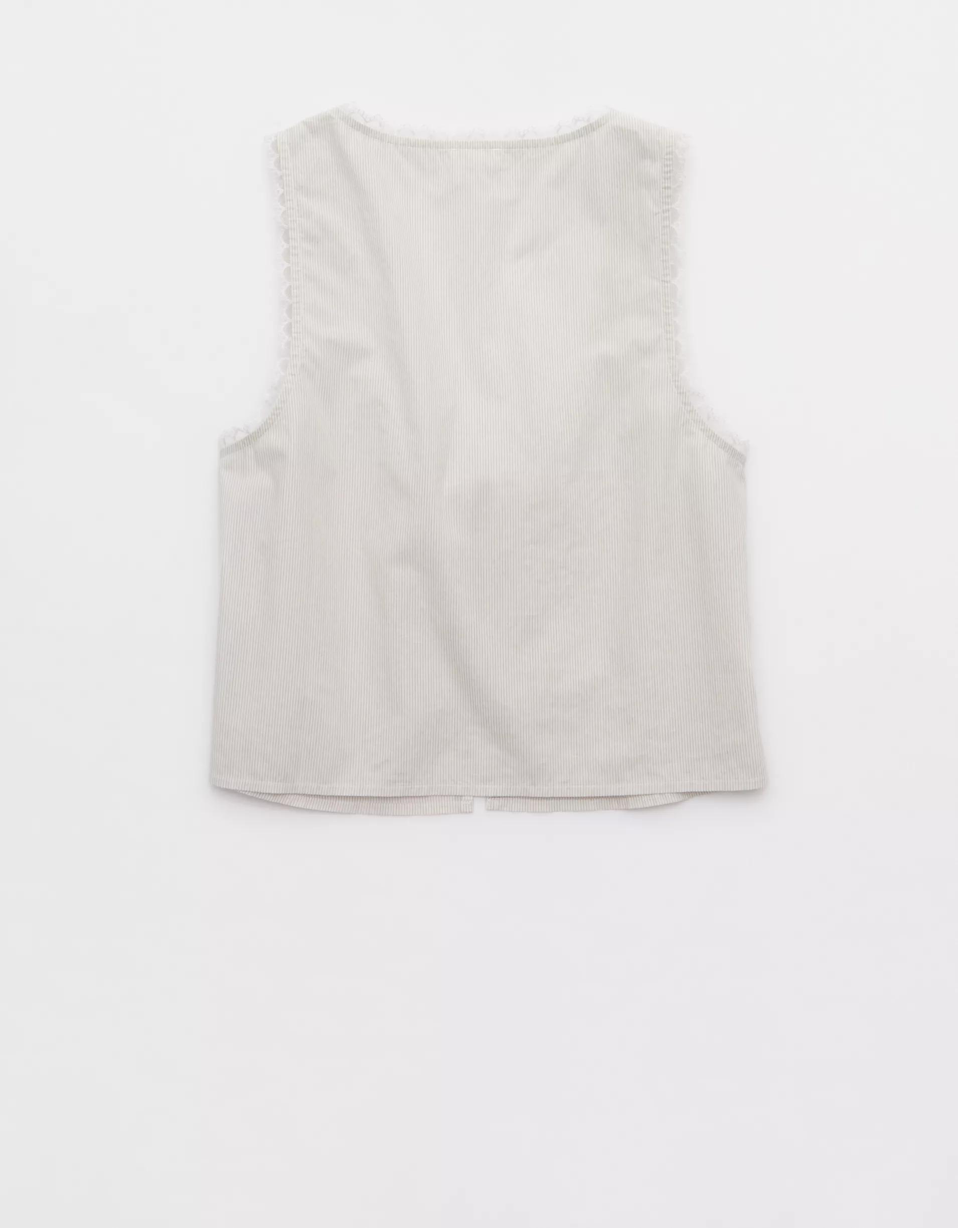 Aerie Off-Duty Poplin Tie Front Tank Top Product Image