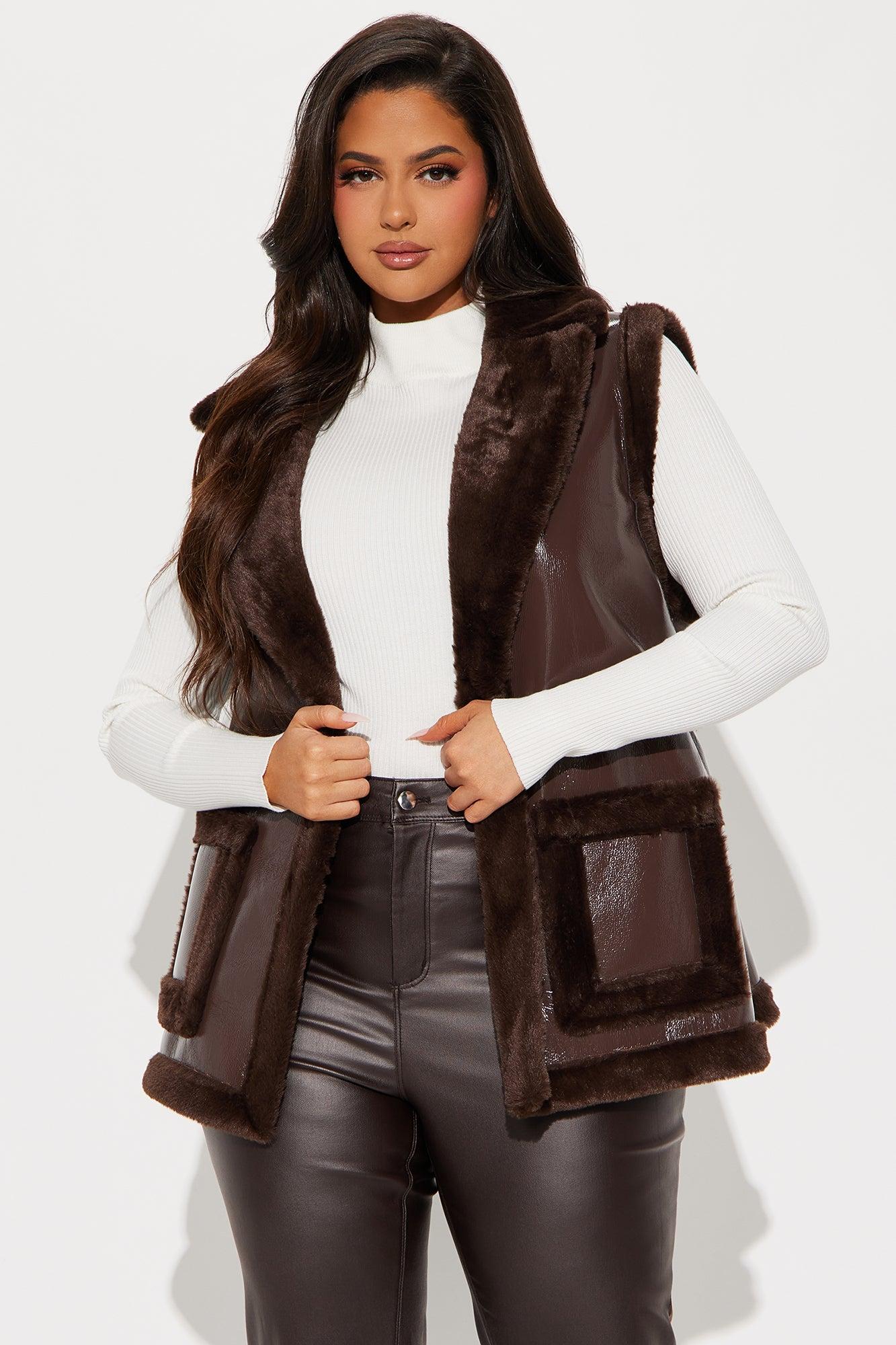 Rule Breaker Shearling Vest - Chocolate Female Product Image