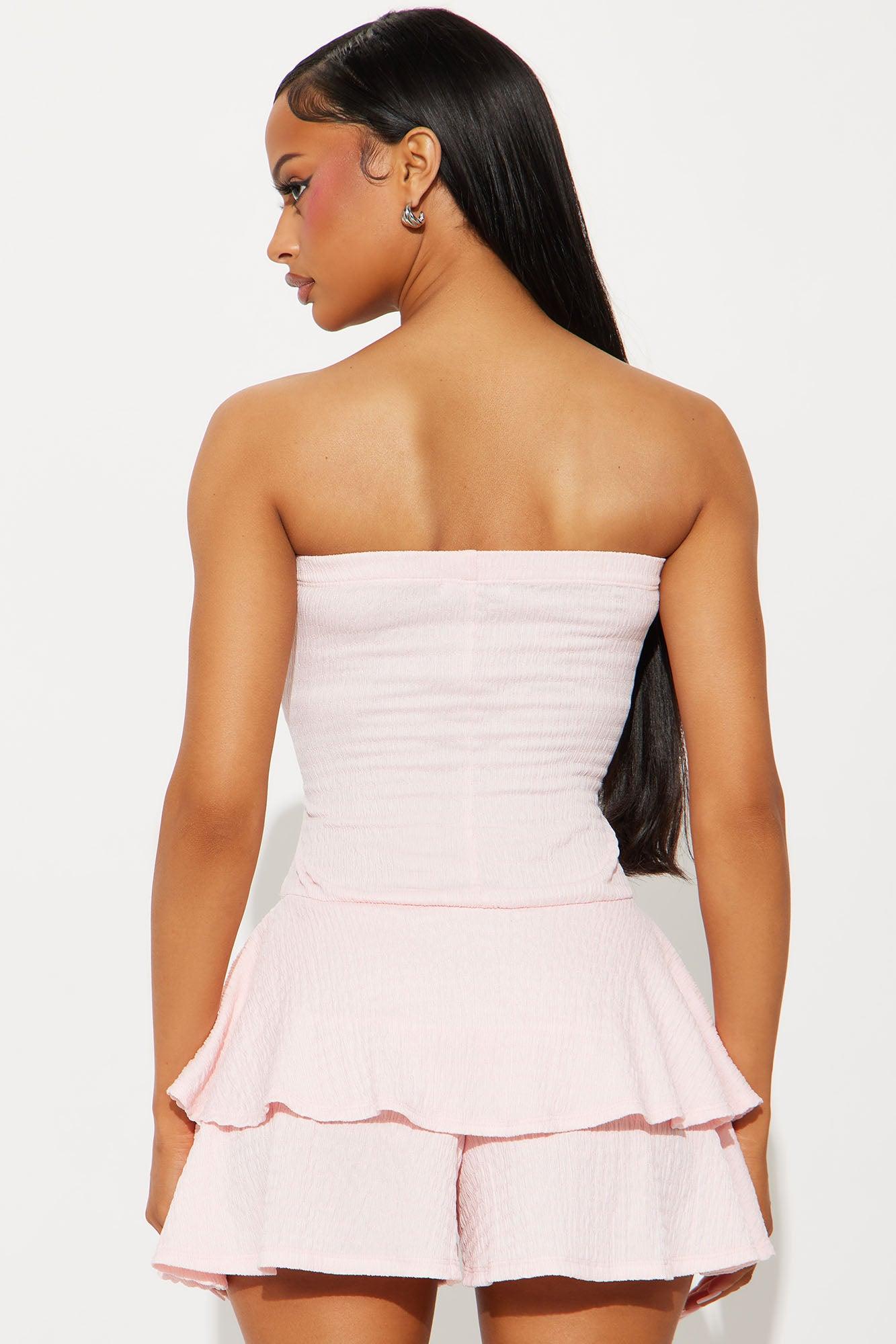 Tonya Textured Romper - Pink Product Image