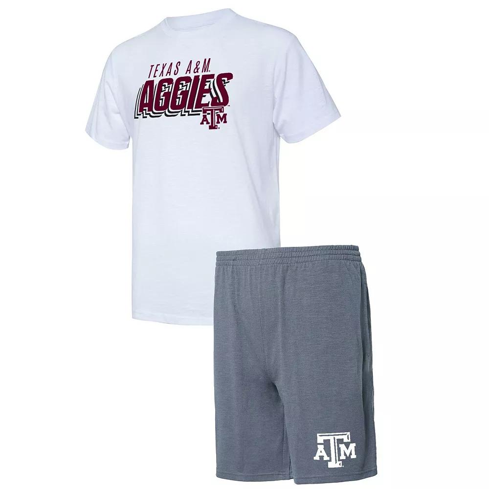 Men's Concepts Sport Charcoal/White Texas A&M Aggies Downfield T-Shirt & Shorts Set,  Product Image
