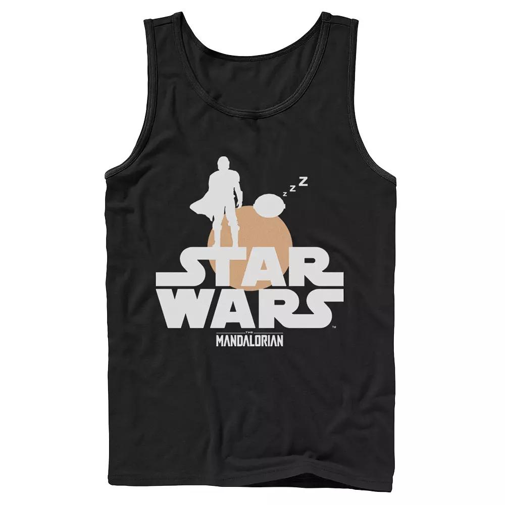 Men's Star Wars The Mandalorian The Child Sunset Silhouette Logo Tank Top,  Product Image