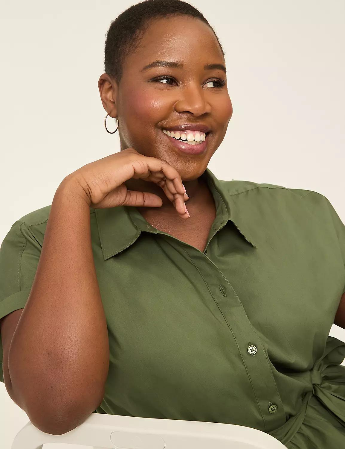 Button-Down Tie-Waist Midi Shirt Dress Product Image