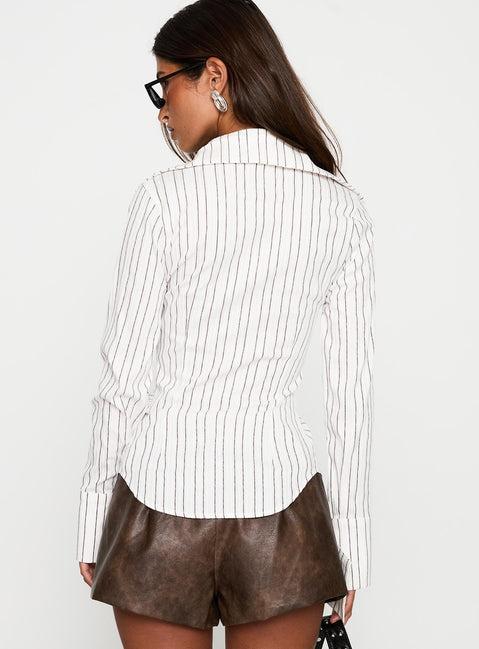 Madlin Long Sleeve Top Beige Stripe Product Image