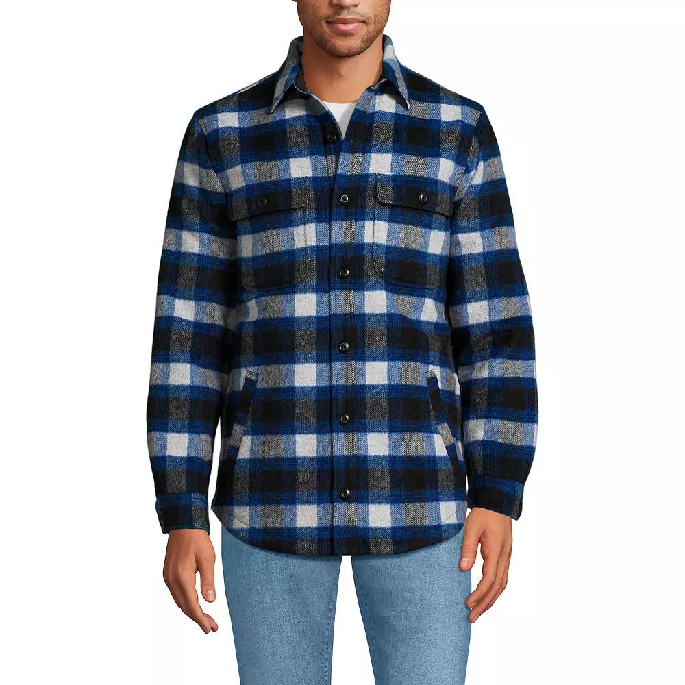 Men's Lands' End Brushed Plaid Shirt Jacket,  Product Image