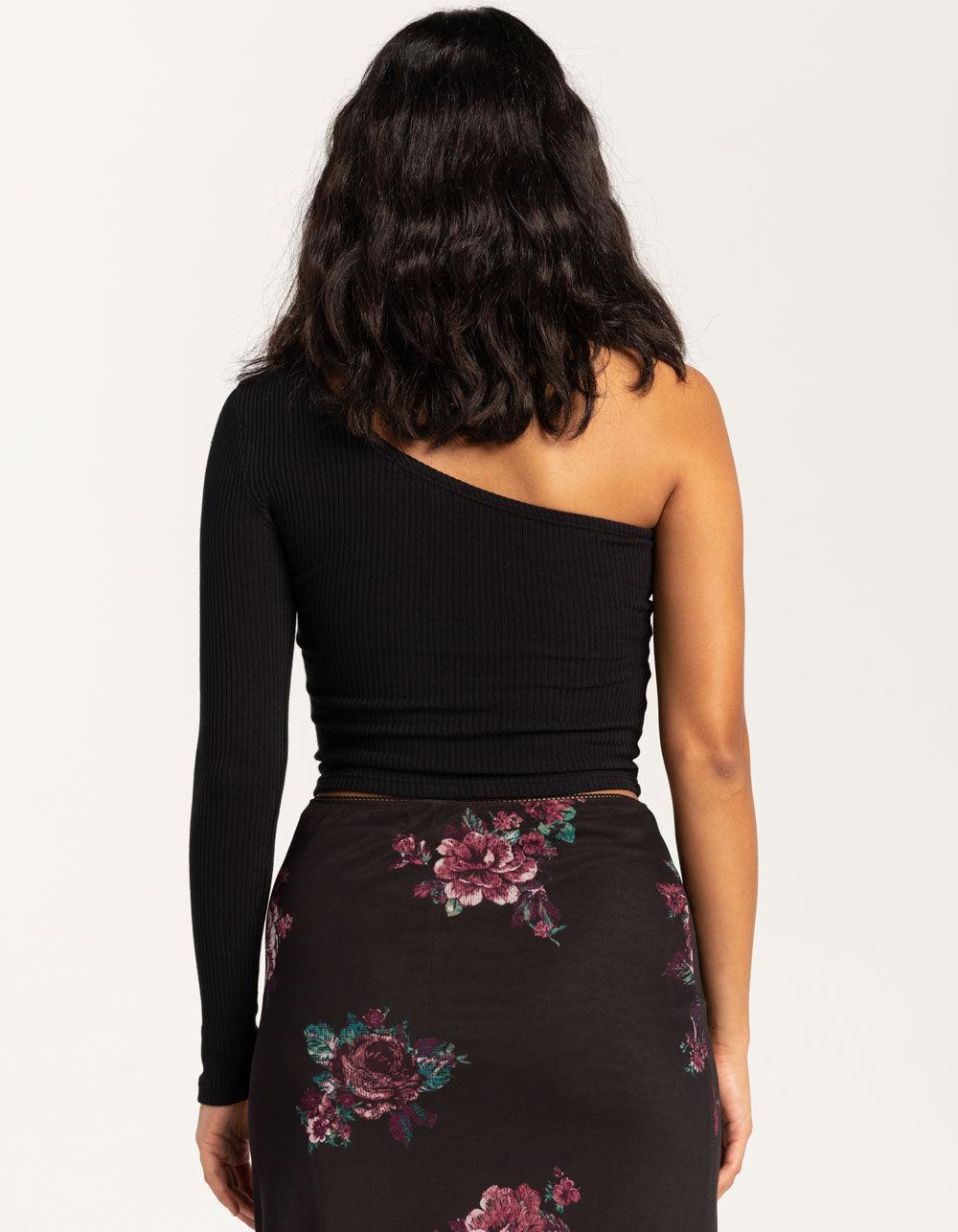 RSQ One Shoulder Long Sleeve Womens Top - LAVENDAR Product Image