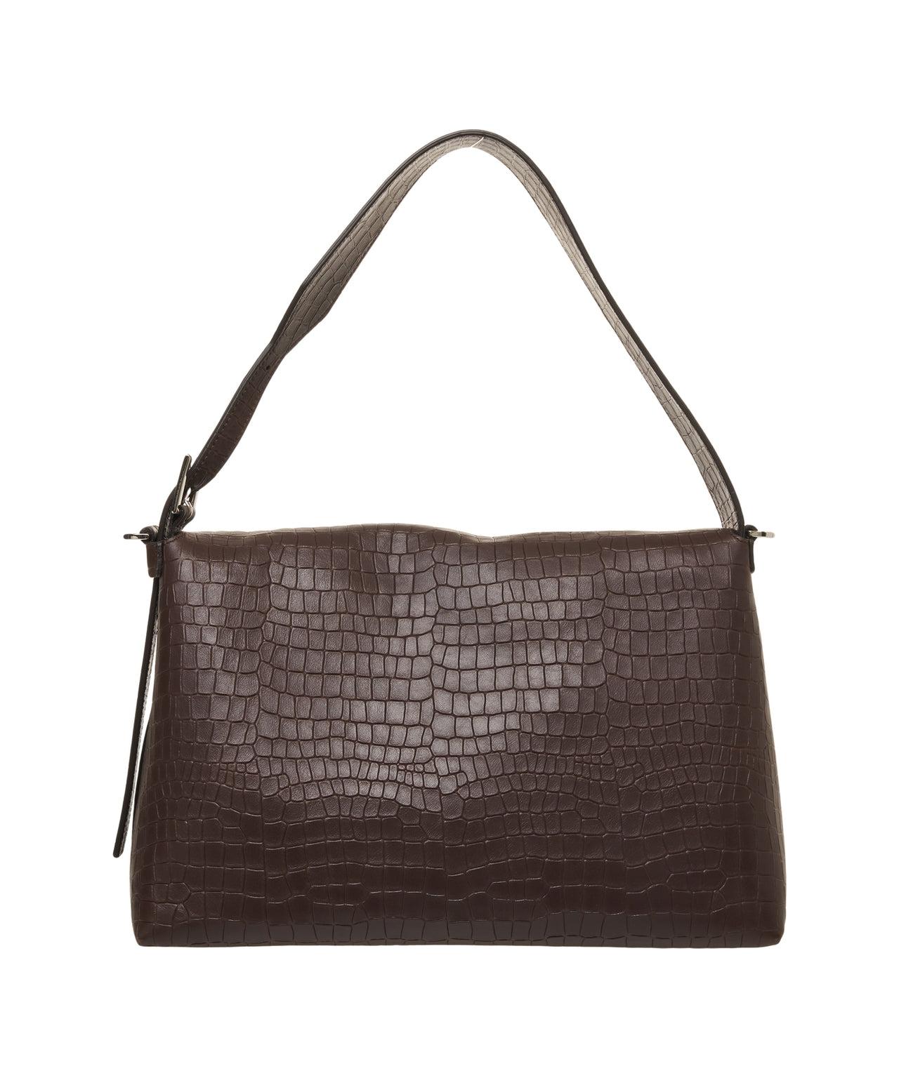 Leather shoulder bag in croco look Product Image