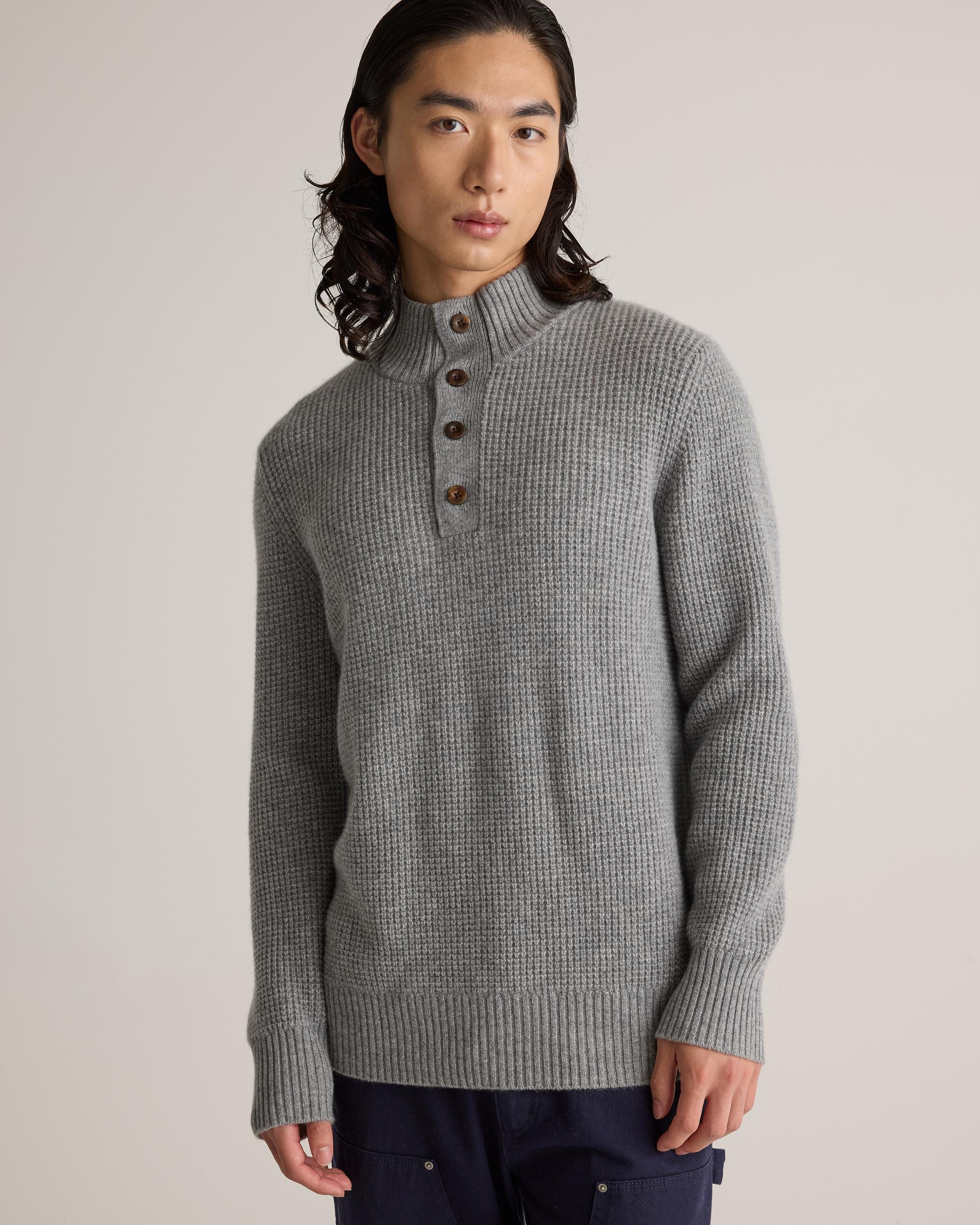 Quince | Men's Mongolian Cashmere Waffle Quarter Button Sweater Product Image