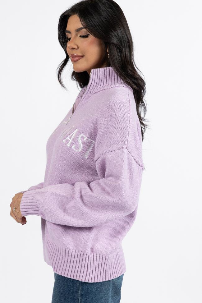 Roll With It Purple West Coast Quarter Zip Sweater FINAL SALE Product Image