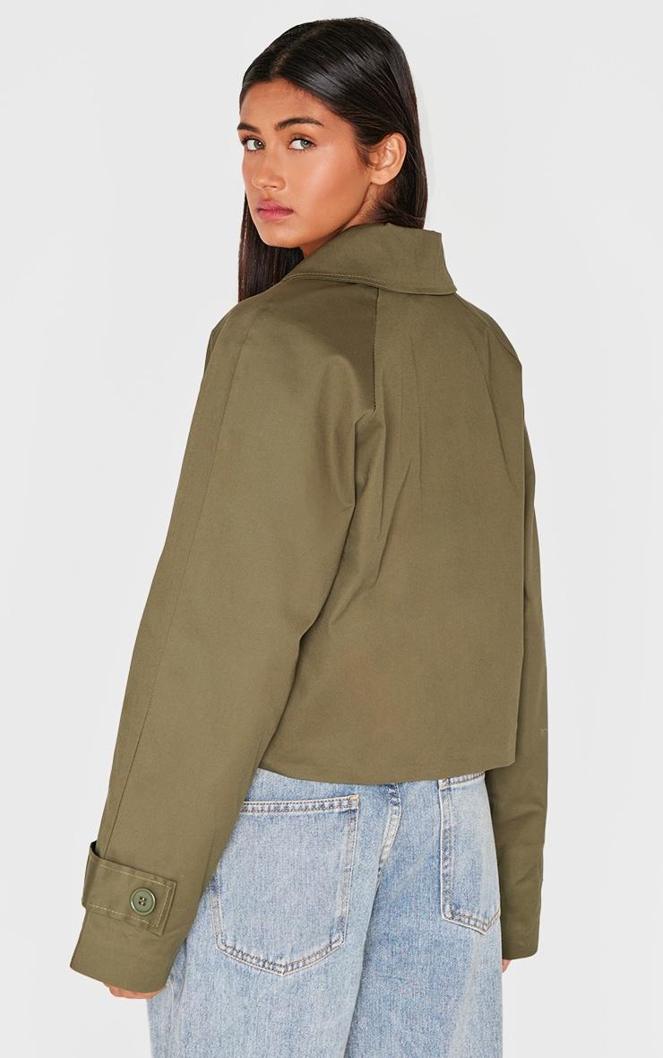 Khaki Cropped Storm Flap Detail Trench Coat Product Image