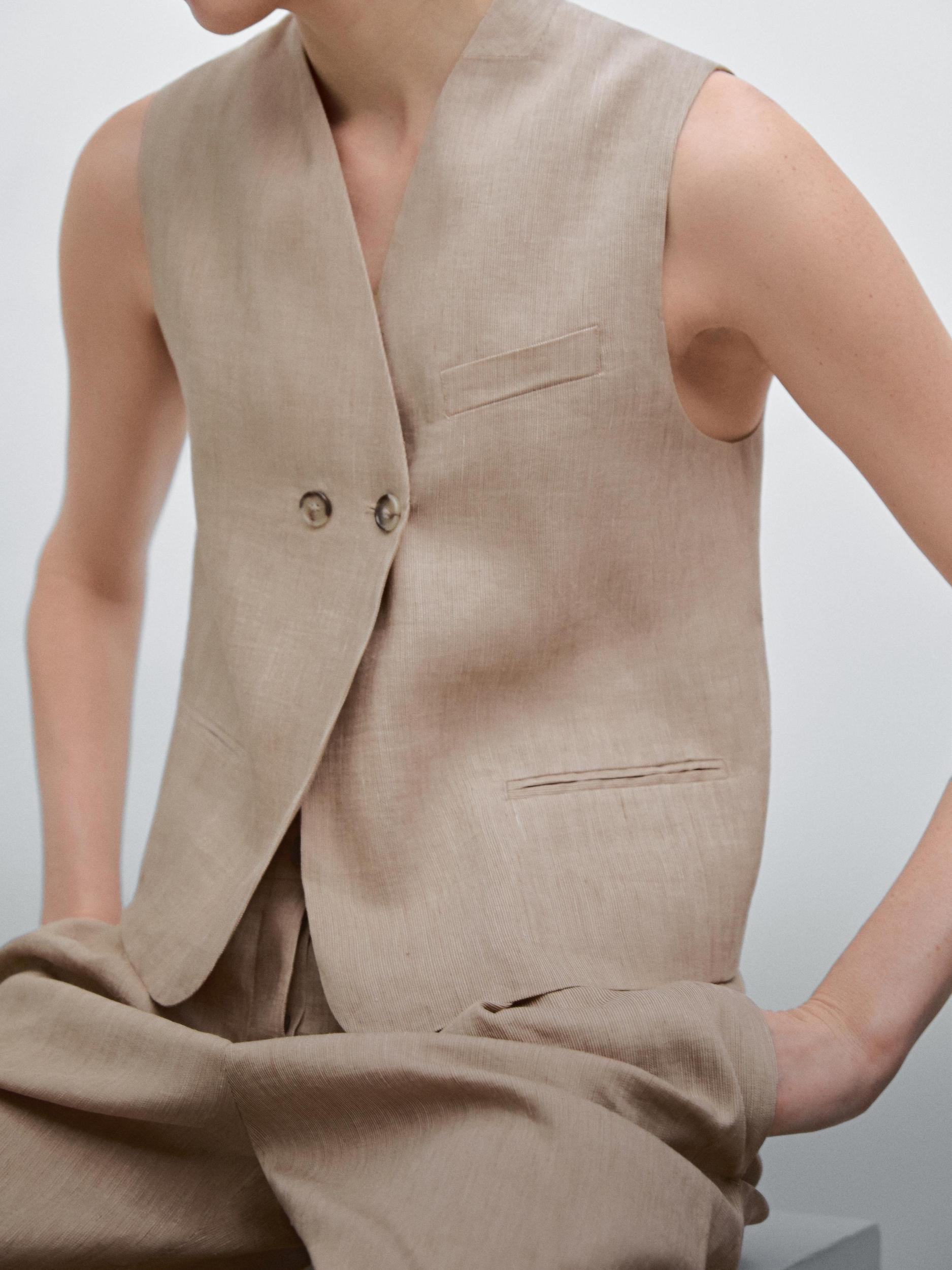 Flowing linen blend suit trousers Product Image