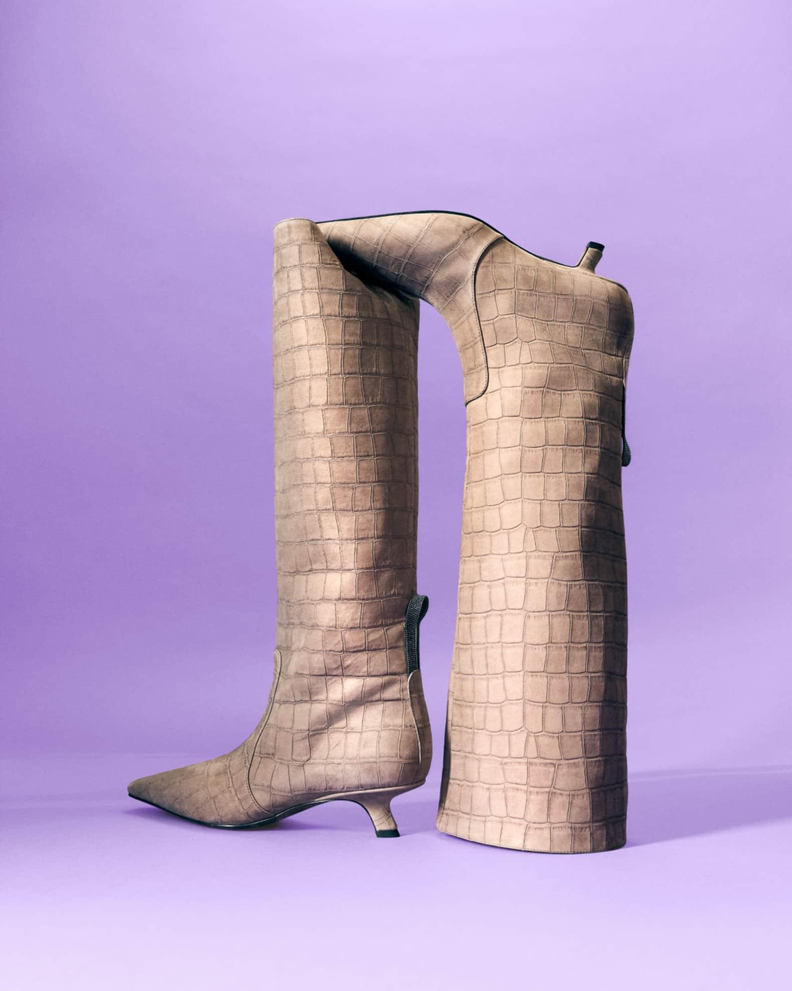 Leather Comma-Heel Knee Boots Product Image