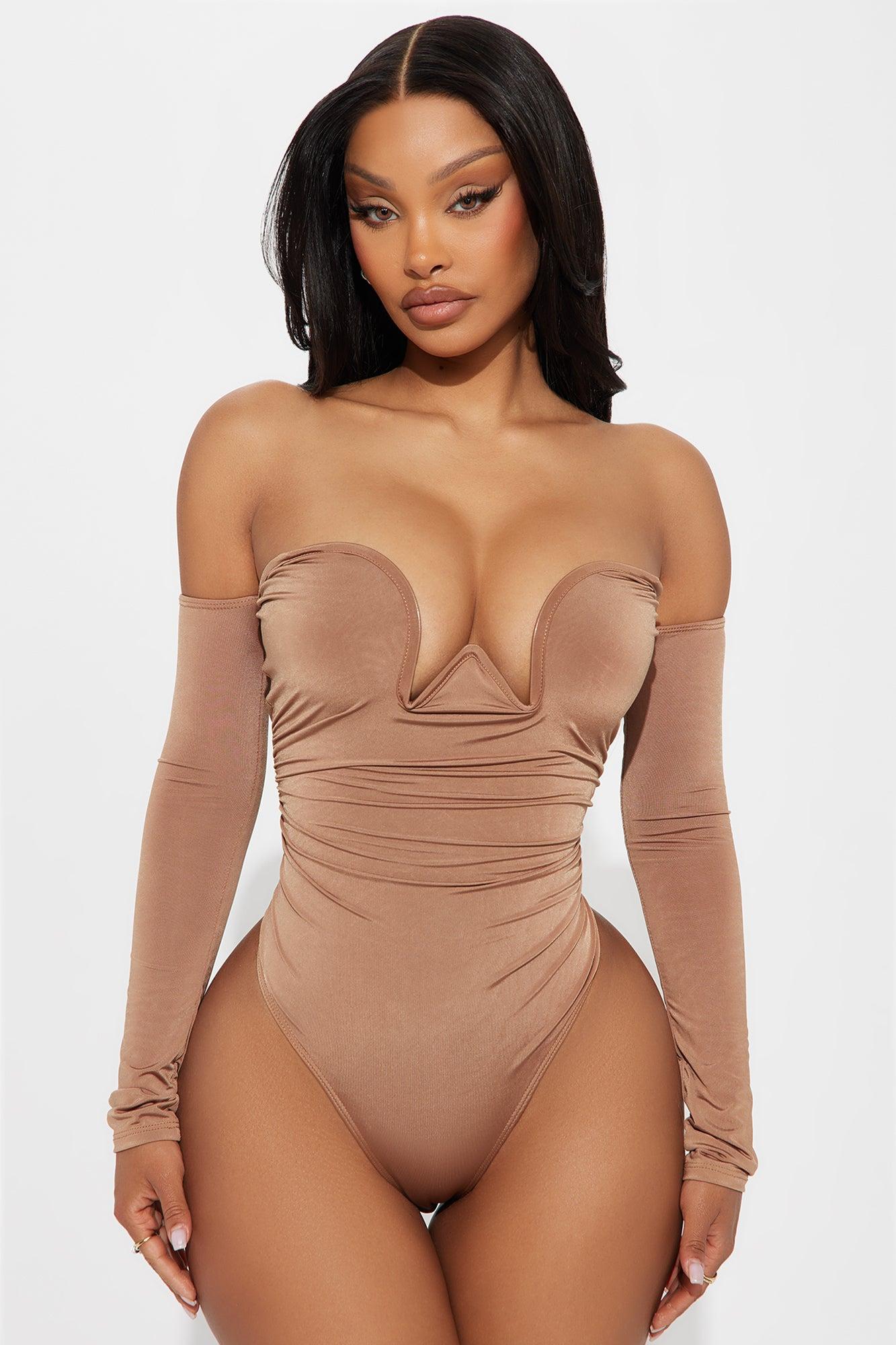 My Approval Off Shoulder Long Sleeve Bodysuit - Chocolate Product Image