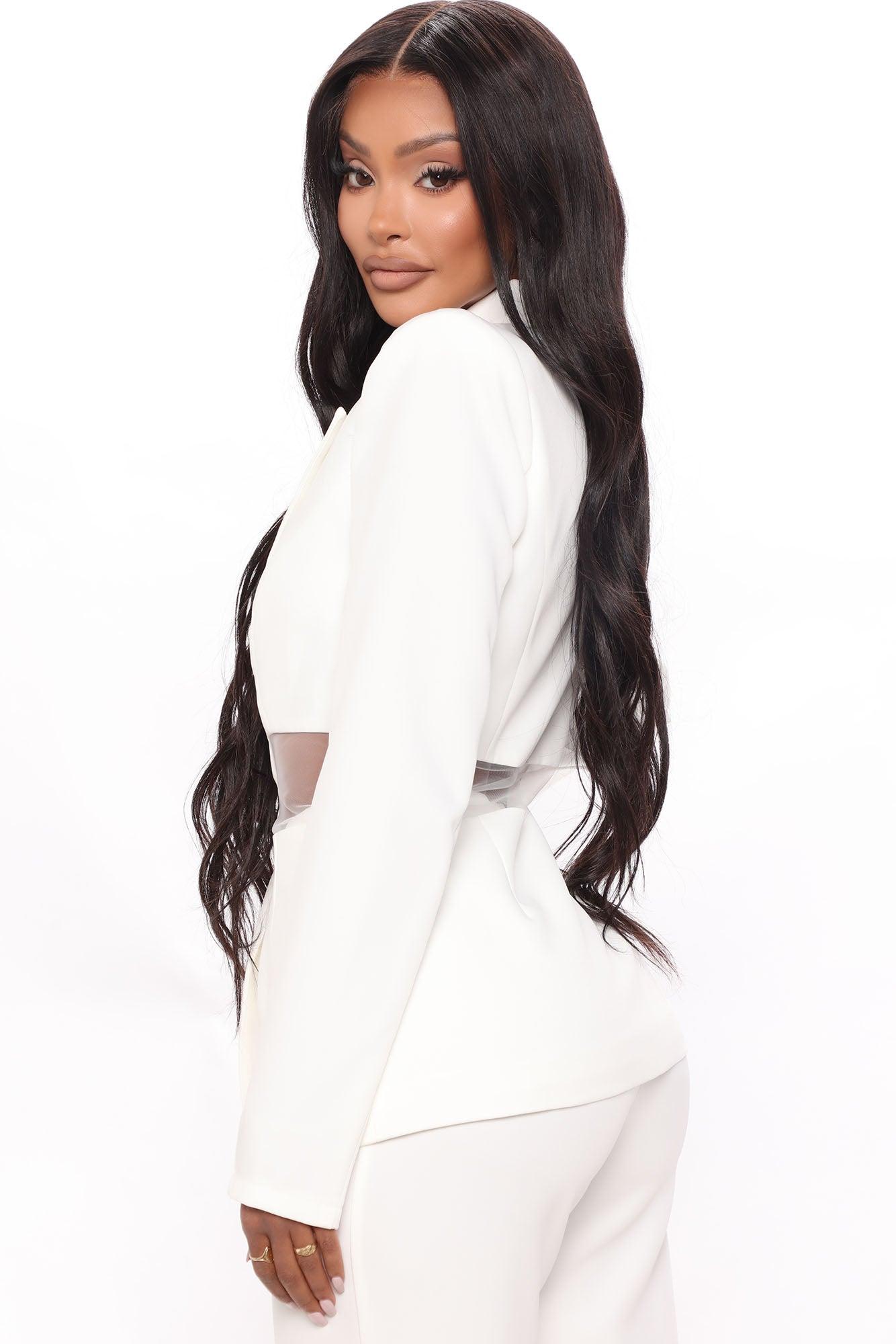 Big Plans Blazer Pant Set - White Product Image