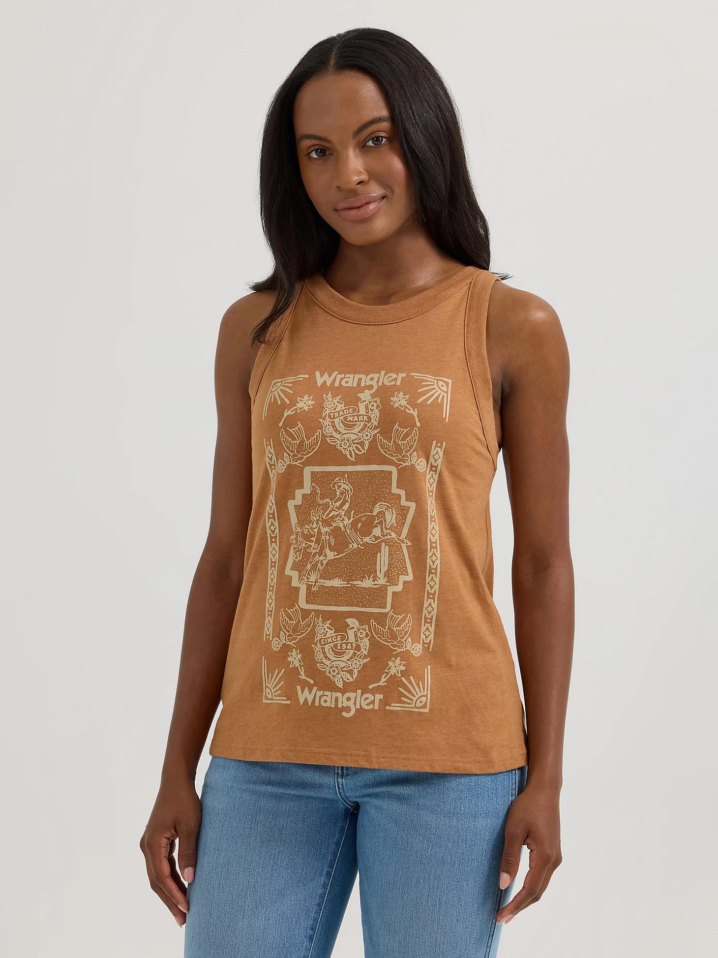 Women's Wrangler Western Graphic Goddess Tank in Argan Oil Product Image