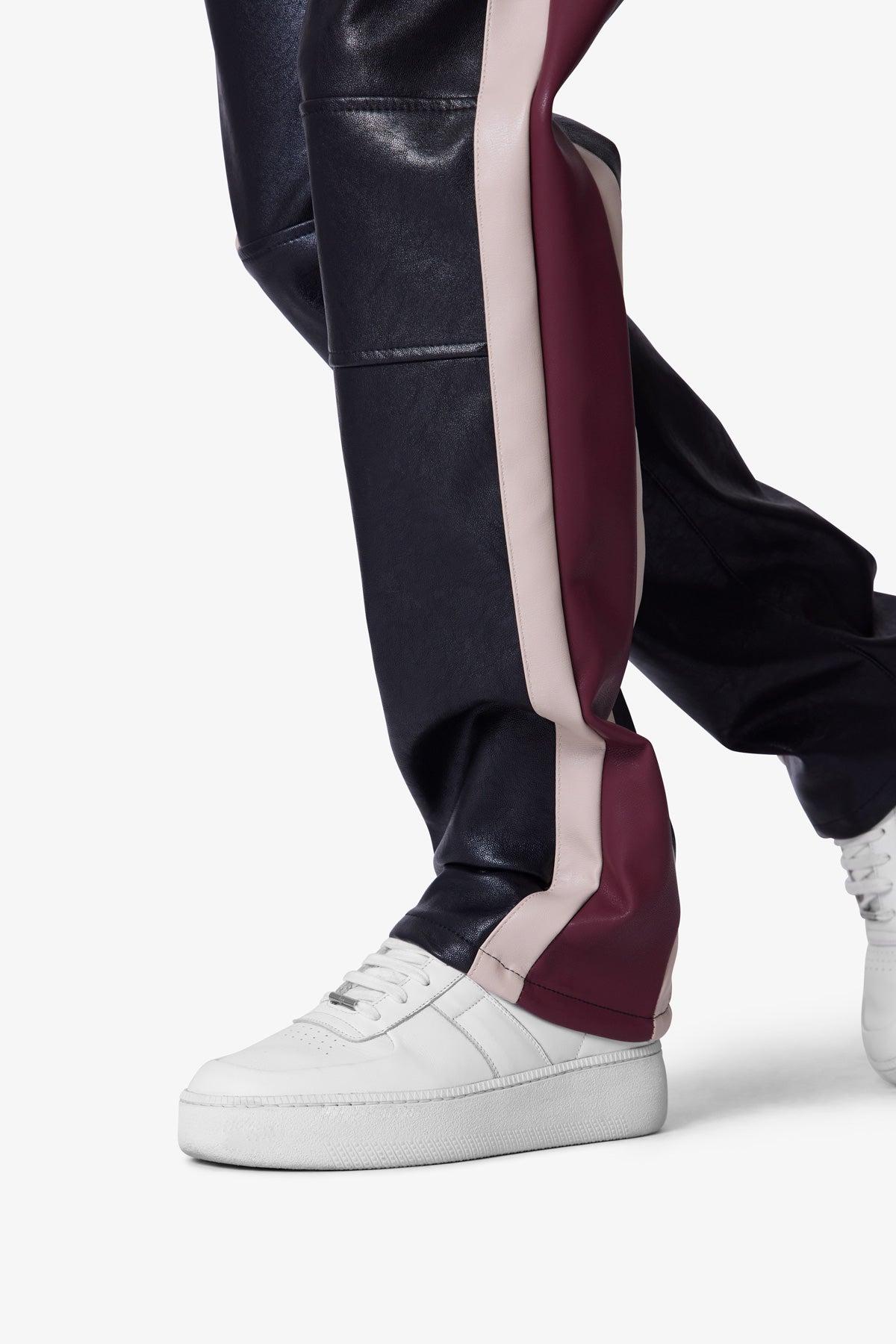 Leather Striped Pants - Black Product Image