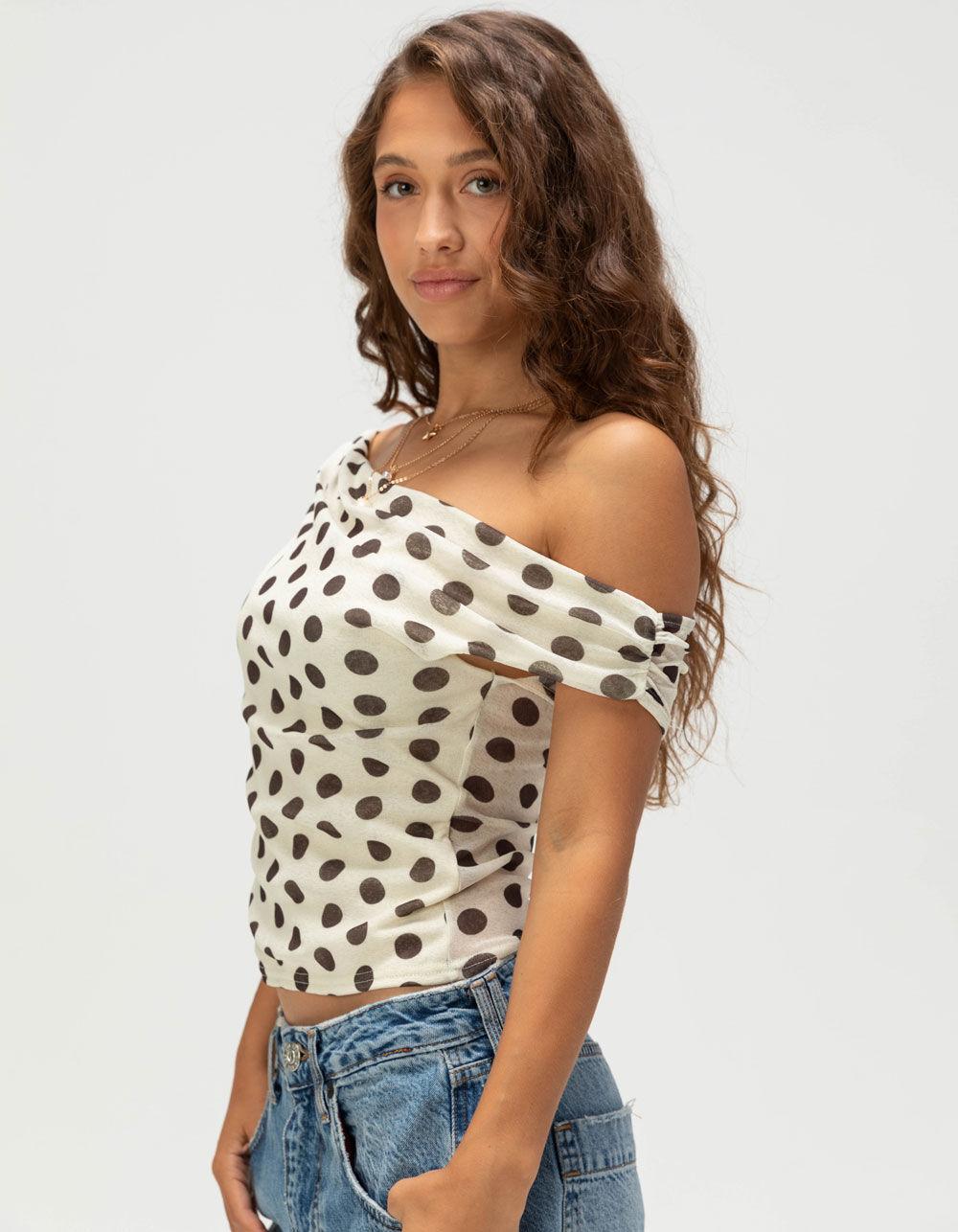 BDG Urban Outfitters Fia Spot Womens Top - Cream Combo Product Image