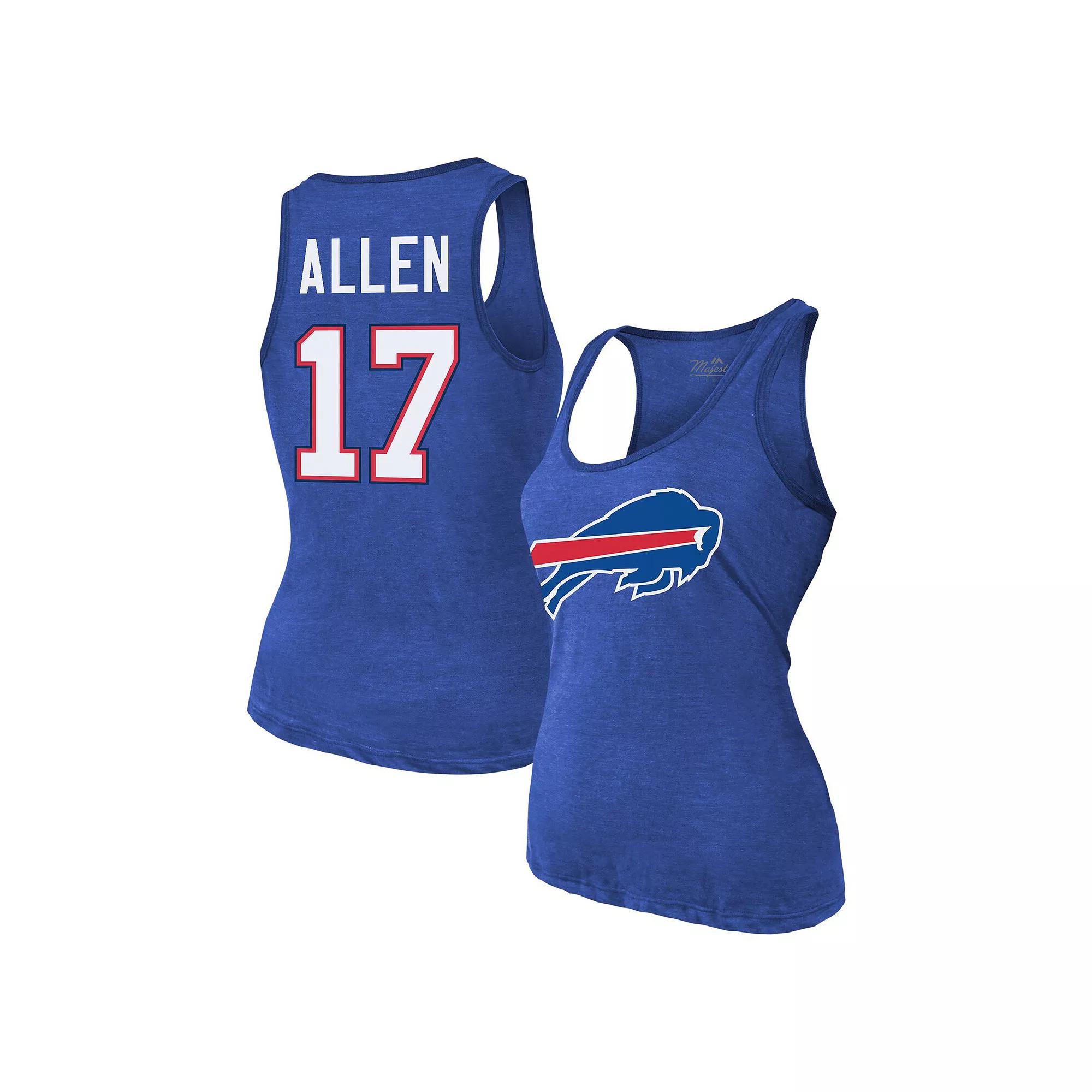 Women's Majestic Threads Josh Allen Royal Buffalo Bills Name & Number Tri-Blend Tank Top,  Product Image