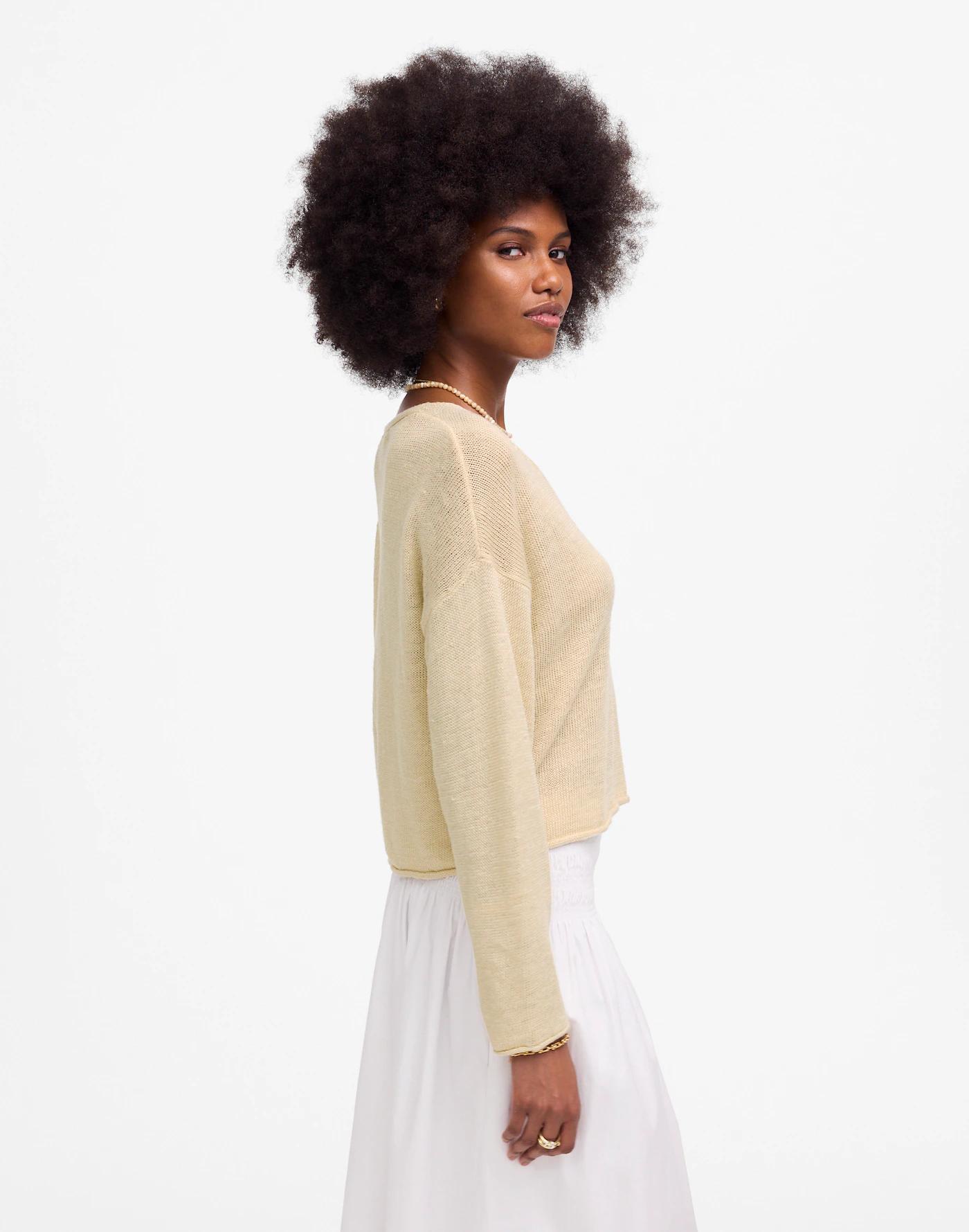 Linen V-Neck Sweater Product Image