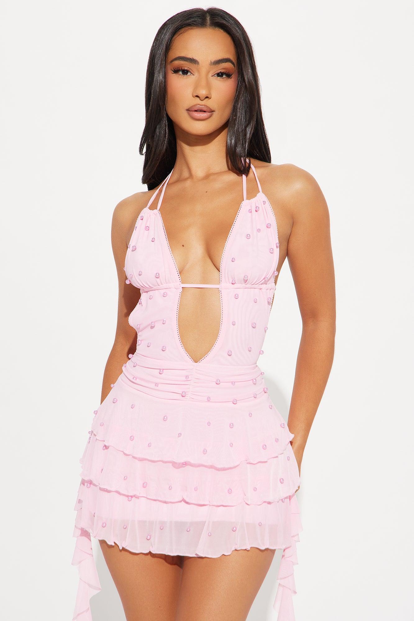 Sweet Princess Mesh Micro Mini Dress - Blush Product Image