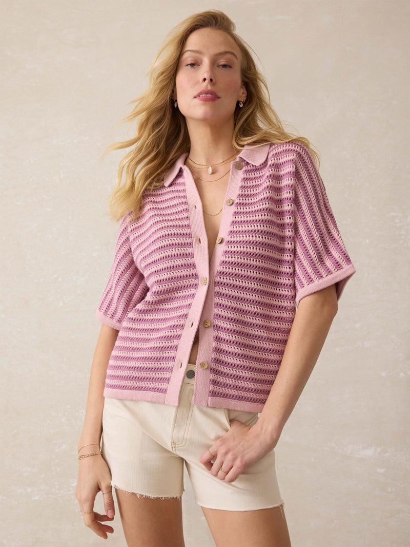 Seacoast Crochet Cabana Shirt - Mini Orchid Stripe Product Image