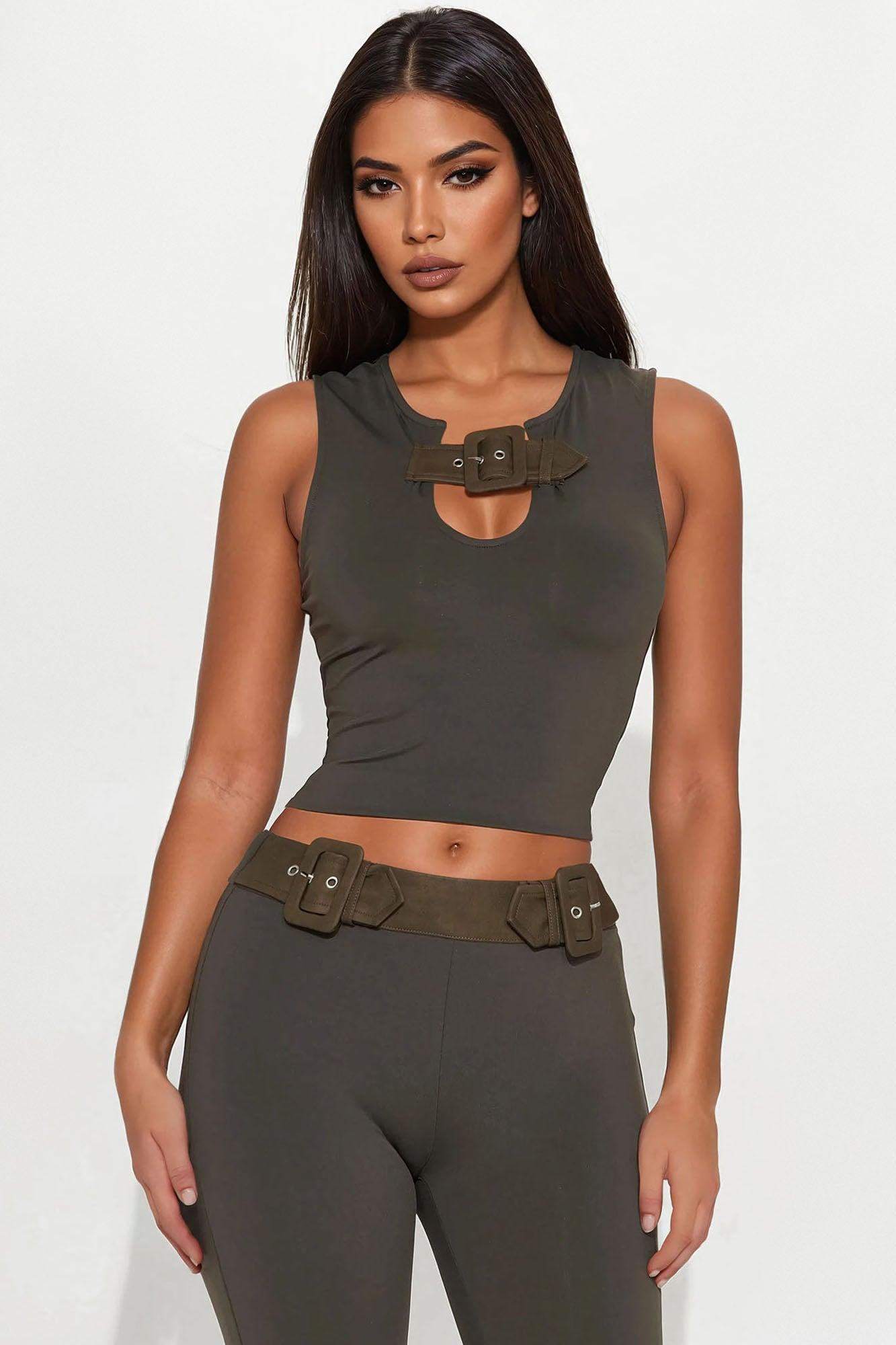 Dance With Me Tonight Pant Set - Olive Female Product Image