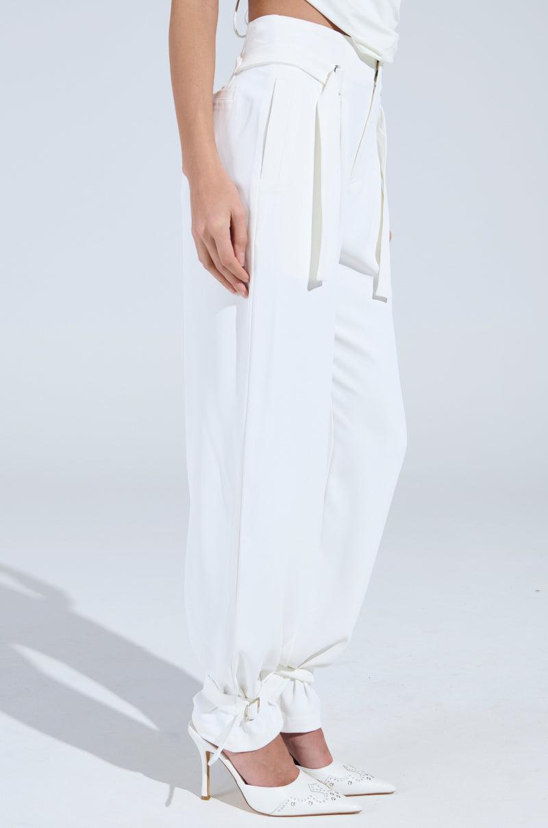 ZOE BUCKLE WAIST WIDE LEG PANTS Product Image