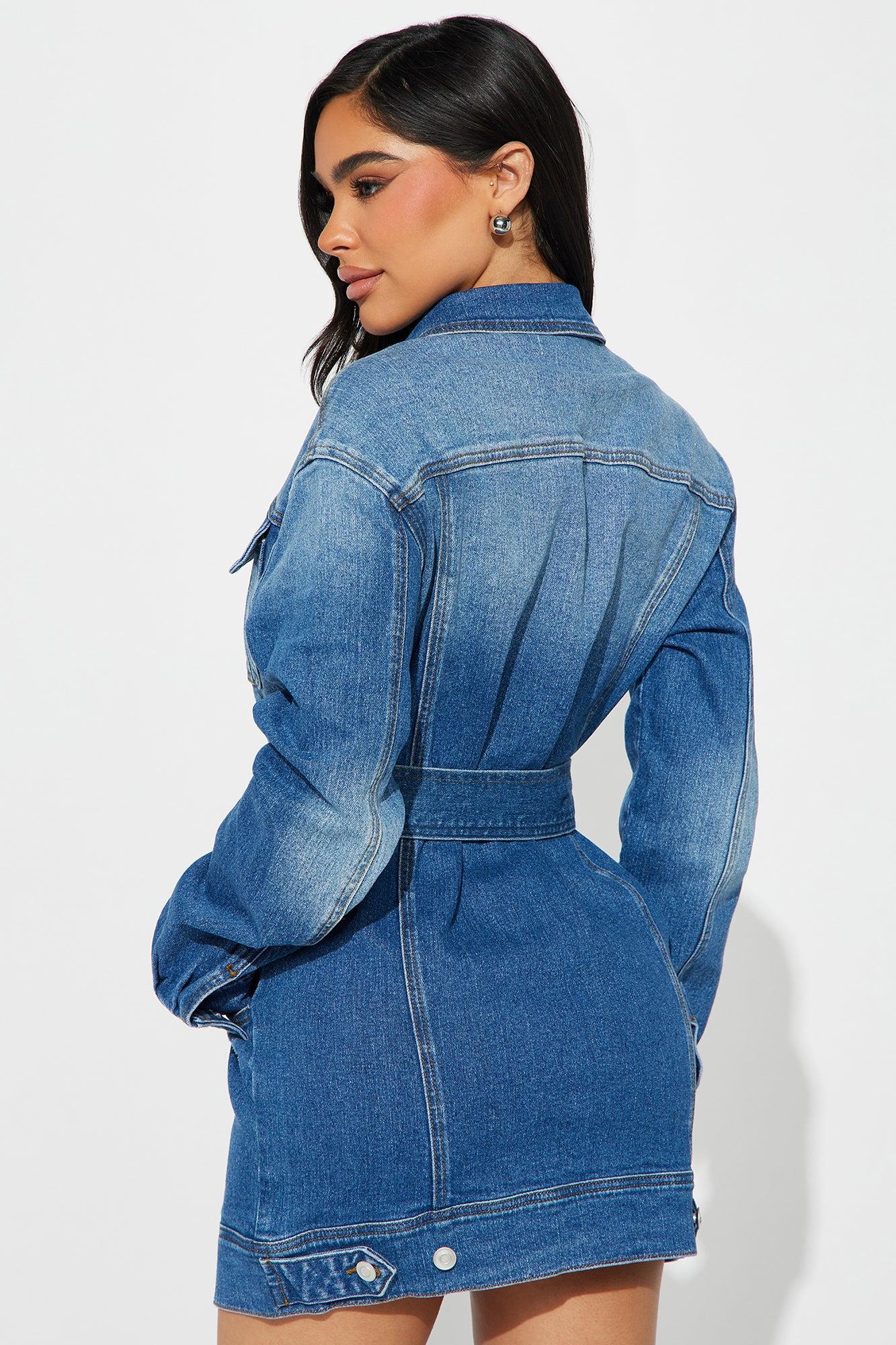 Alison Denim Mini Dress - Medium Wash Product Image