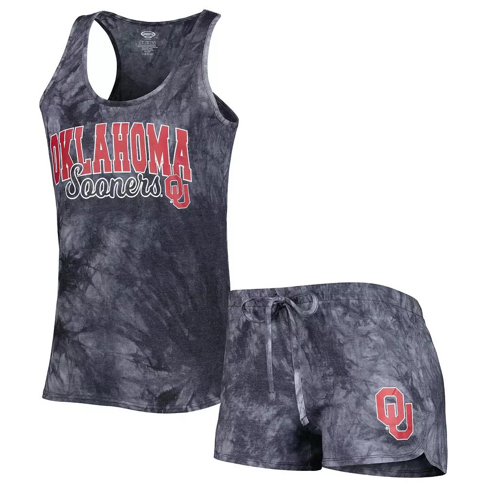 Women's Concepts Sport Charcoal Oklahoma Sooners Billboard Tie-Dye Tank Top and Shorts Sleep Set, Size: Small Product Image