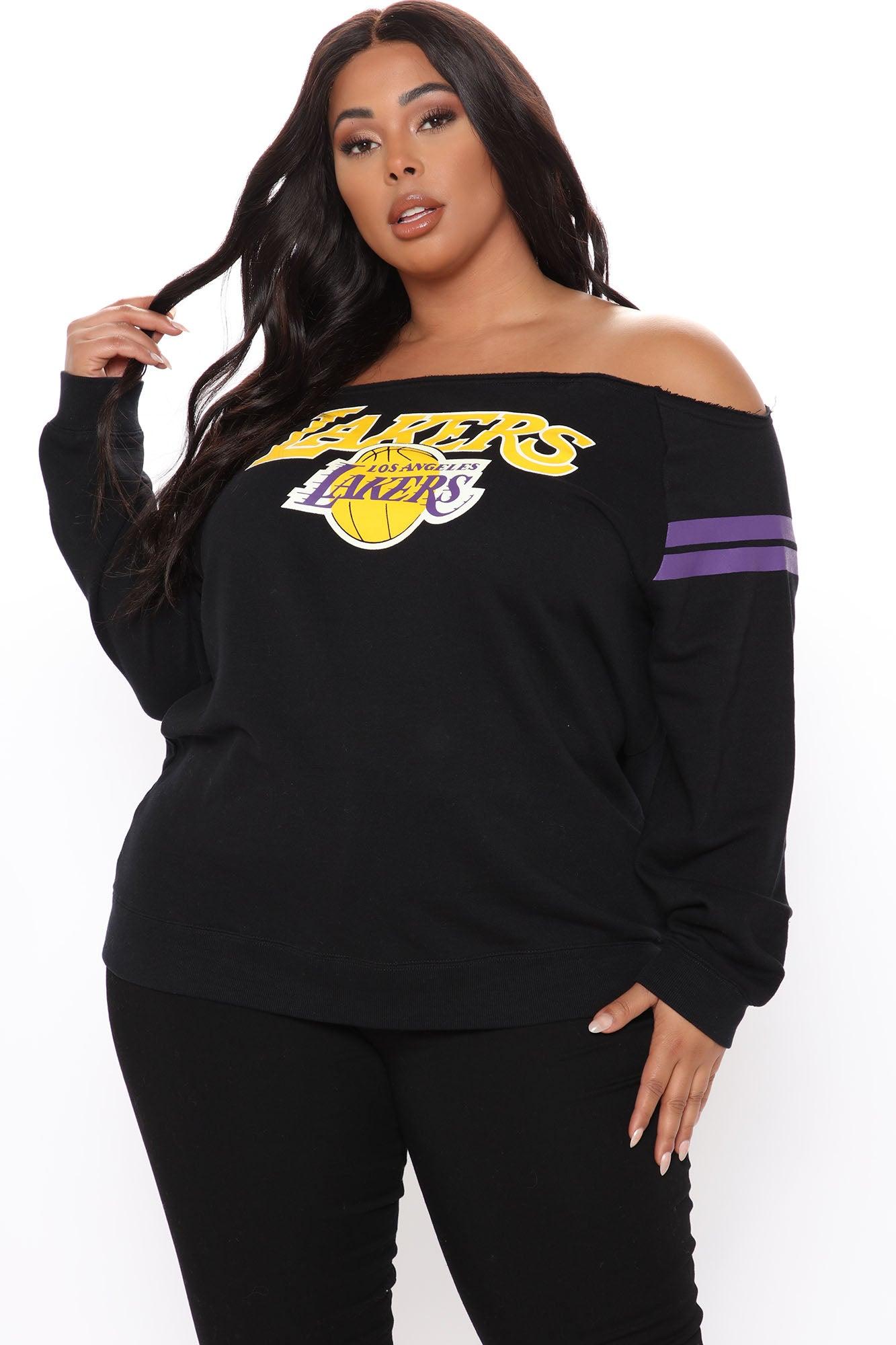 NBA Court Side Seats Off Shoulder Lakers Sweatshirt - Black Product Image