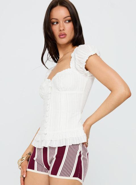 Suiter Frill Detail Top White Product Image