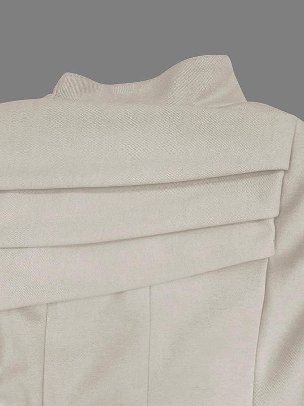 Long Sleeves Loose Pockets Solid Color Split-Joint Notched Collar Blazer Outerwear Product Image