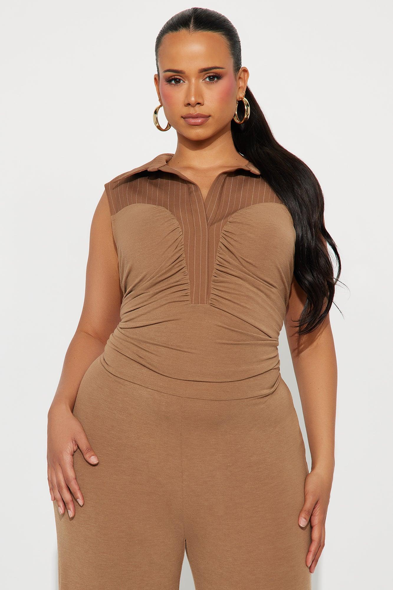 In My Best Sleeveless Wide Leg Jumpsuit - Taupe Female Product Image