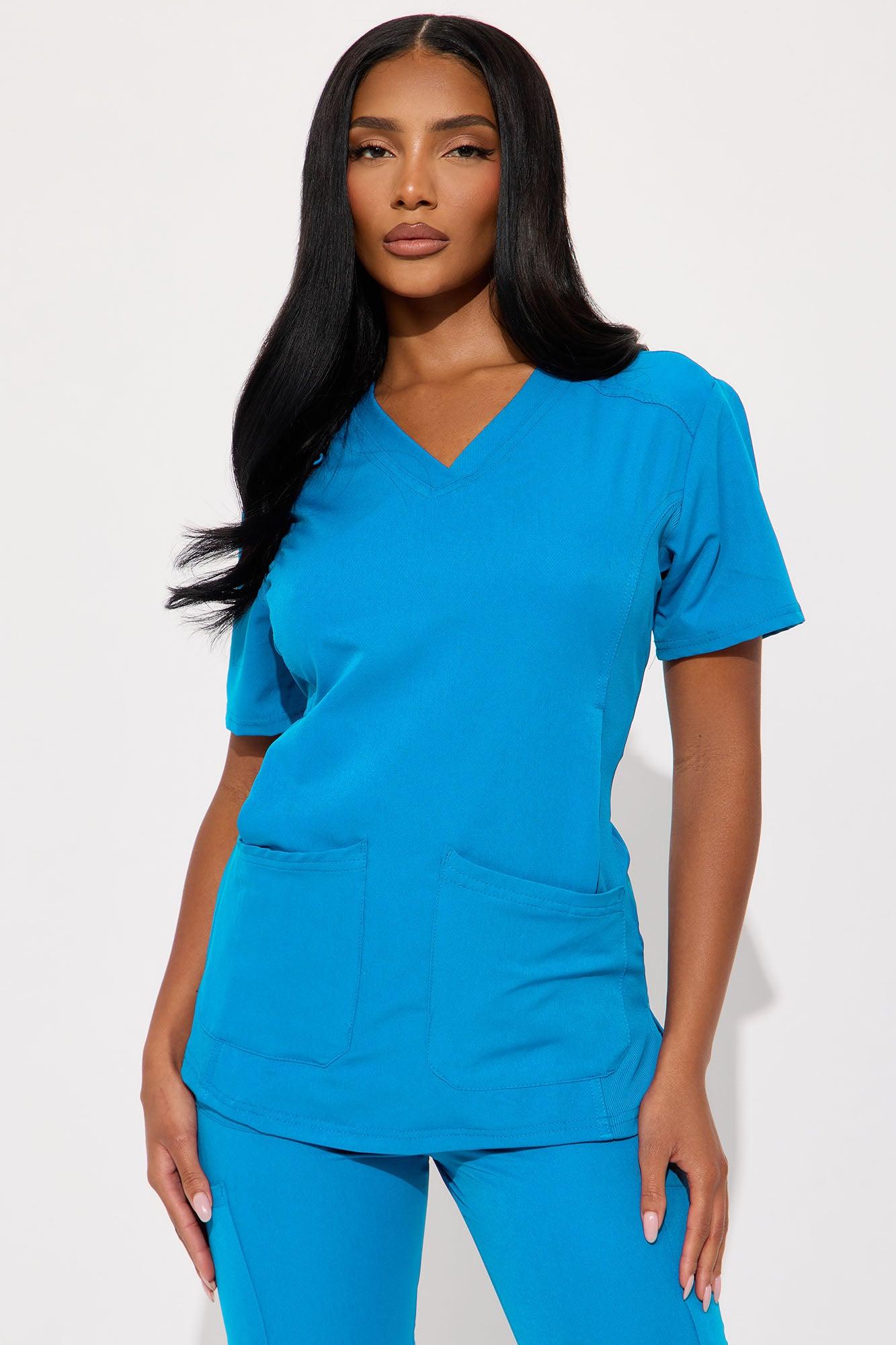 Overtime 4 Way Stretch Scrub Jogger Set - Turquoise Female Product Image