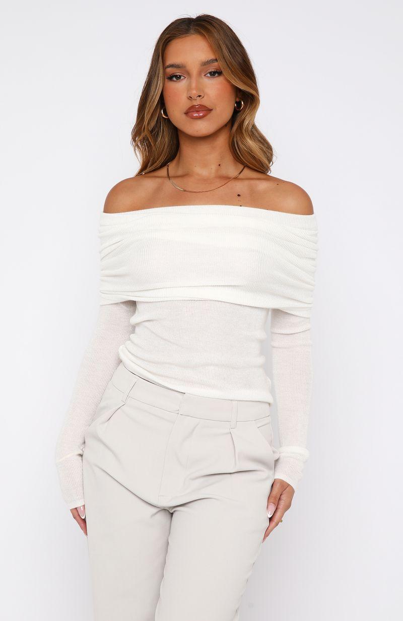 Take The Reigns Long Sleeve Top Off White Product Image