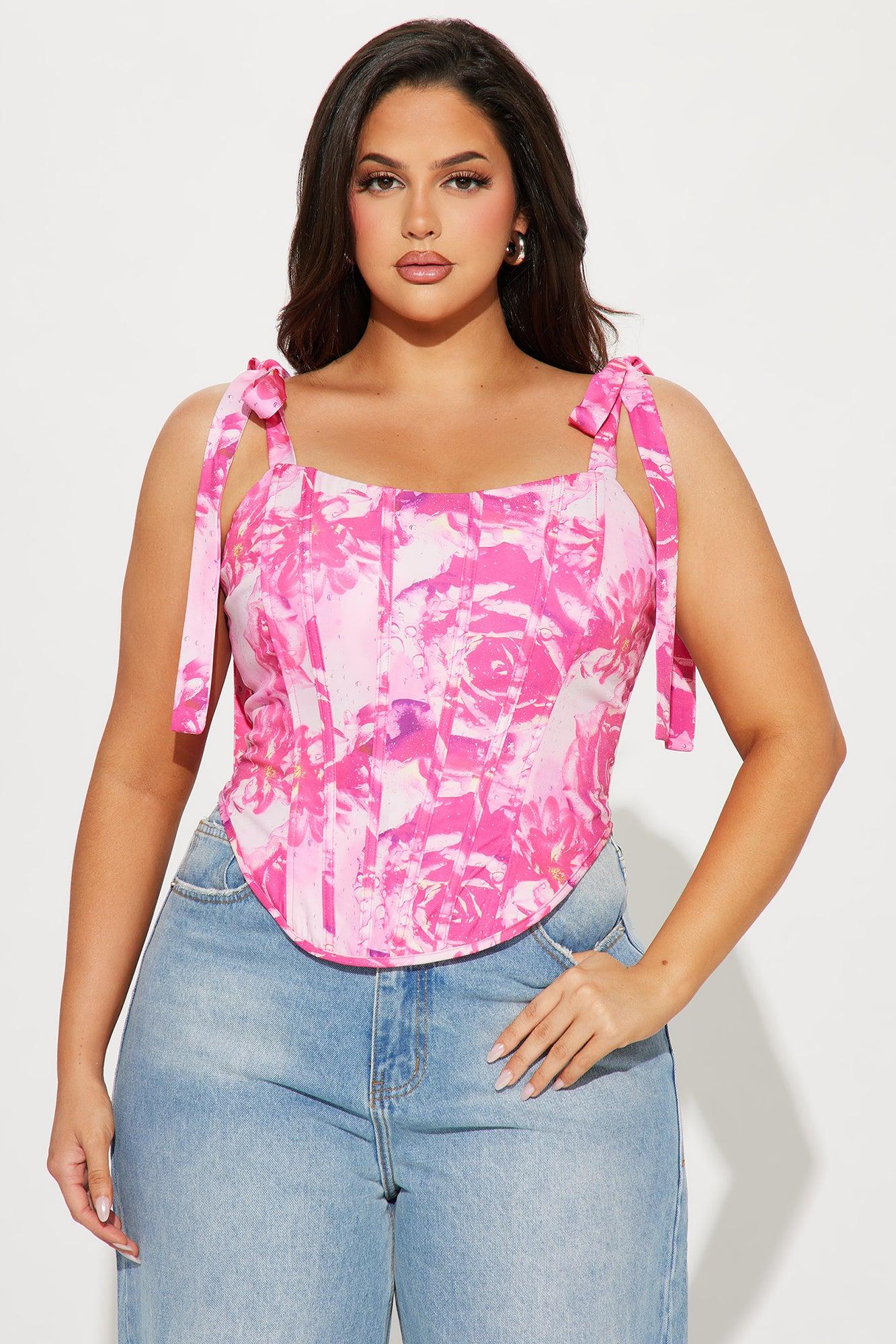 Pure Love Corset Top - Pink/combo Product Image