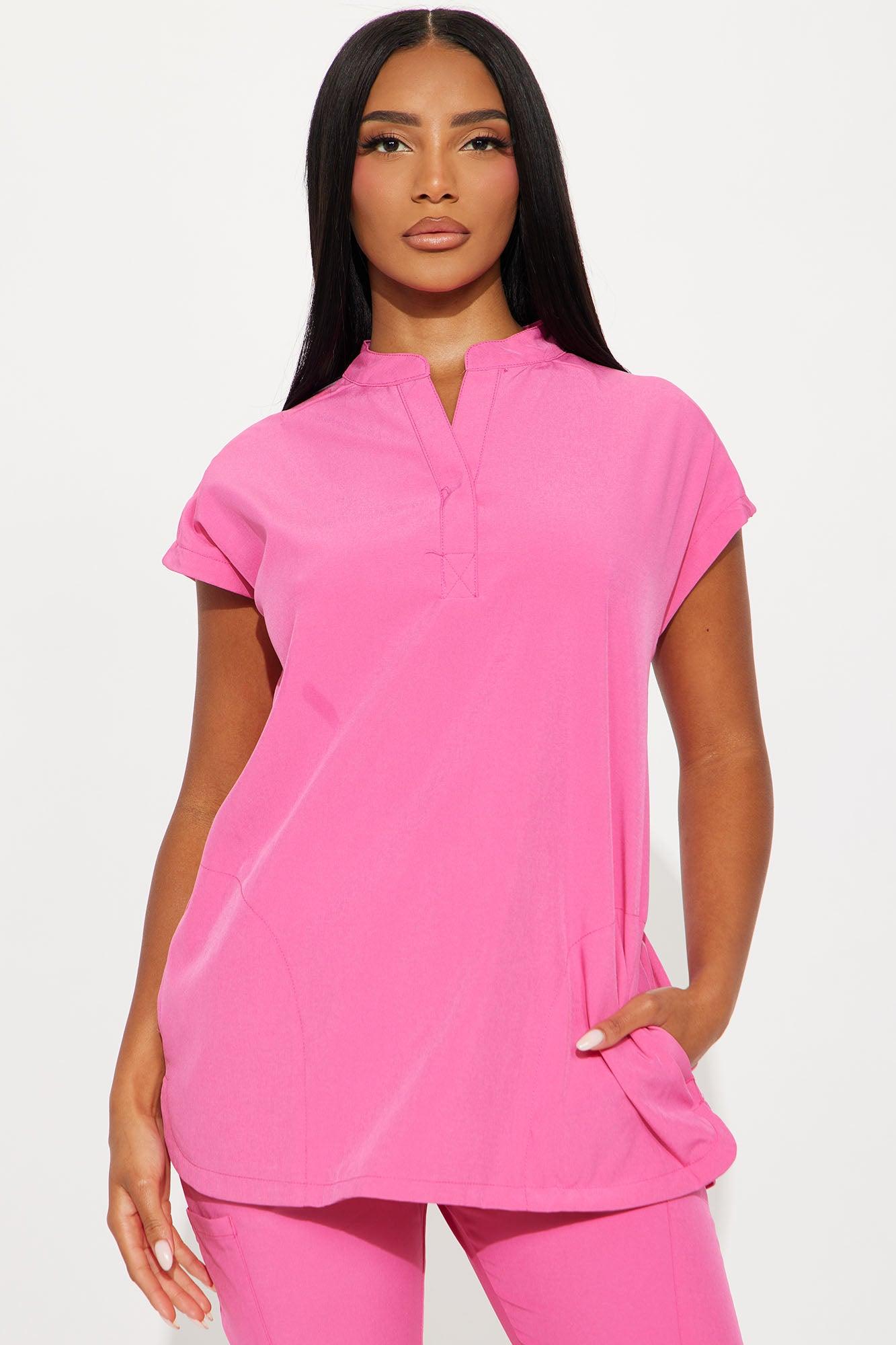 On Call Assist Sleeveless Jogger Scrub Set - Hot Pink Product Image