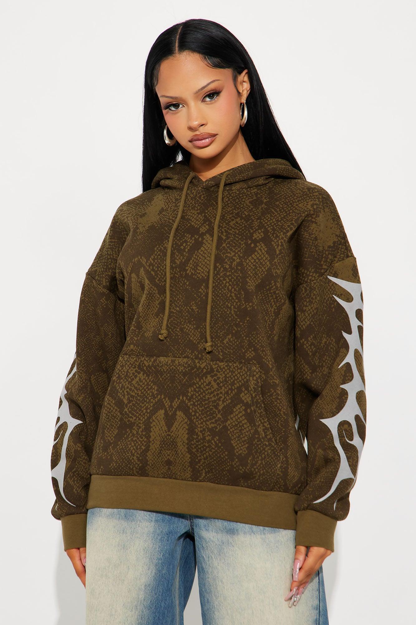 Urban Serpent Fleece Hoodie - Olive Female Product Image