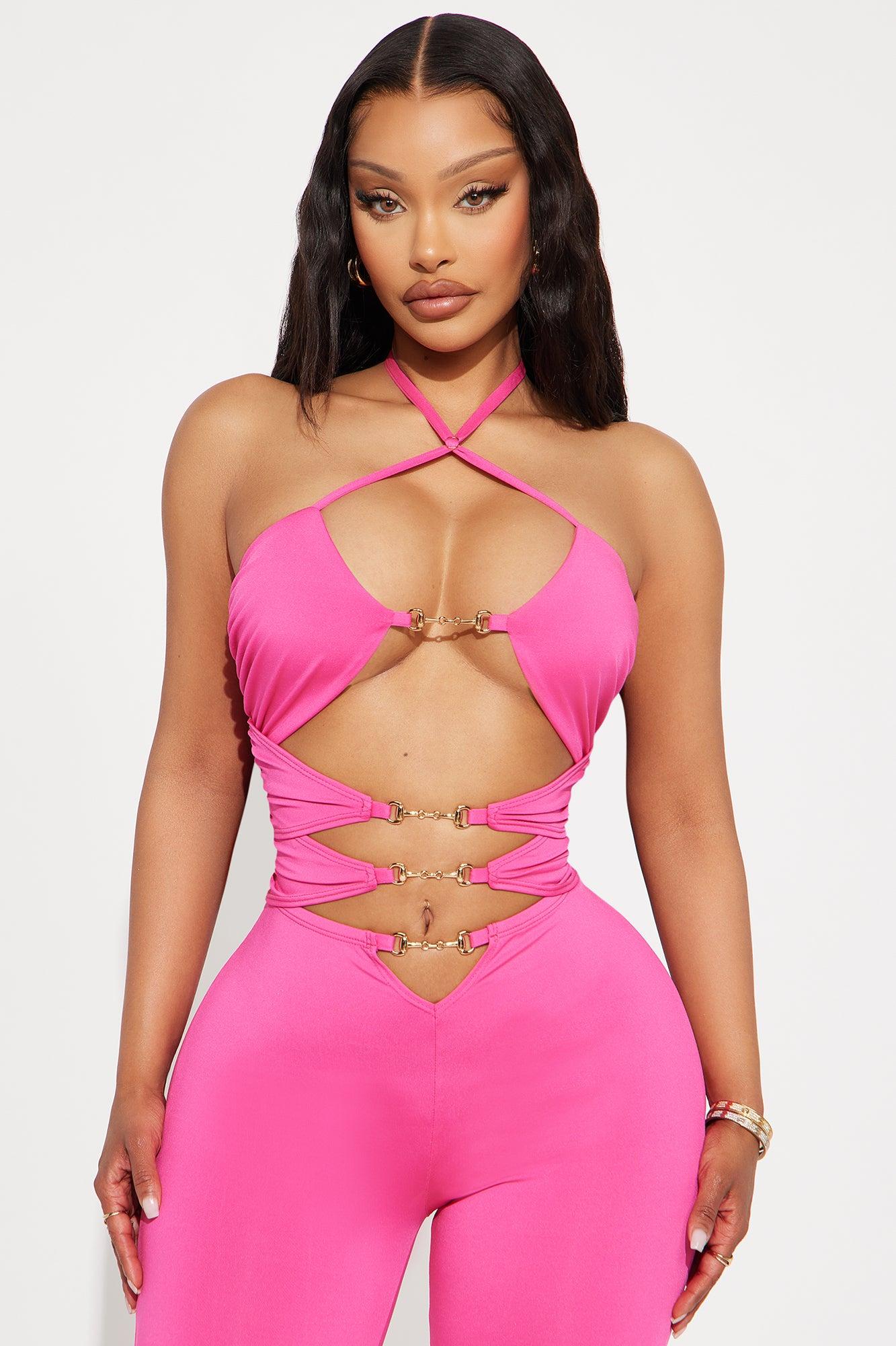 Dance All Night Cut Out Jumpsuit - Fuchsia Product Image