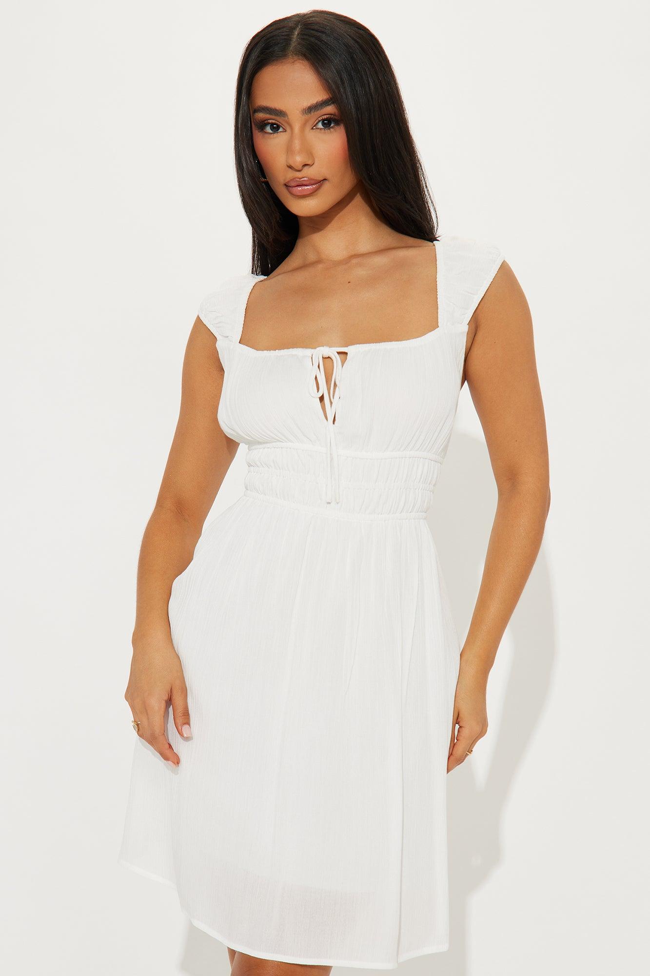 Elise Gauze Mini Dress - Off White Product Image