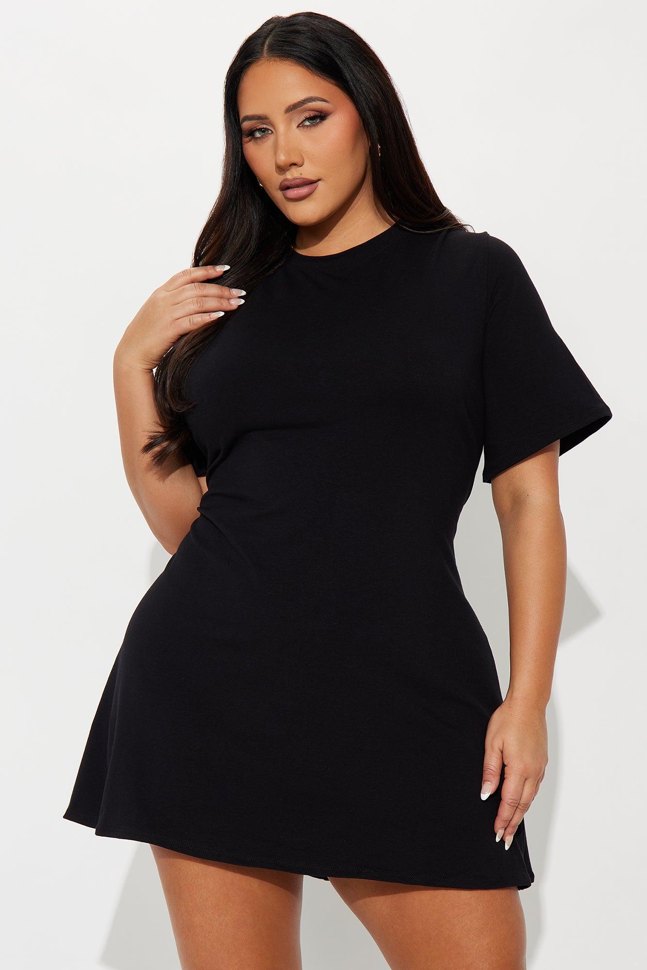 Jaycee Short Sleeve T Shirt Mini Dress - Black Female Product Image