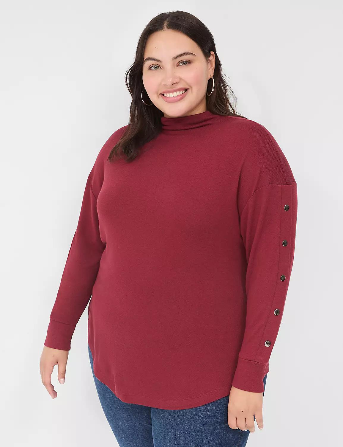 Relaxed Long-Sleeve Snap-Detail Top Product Image