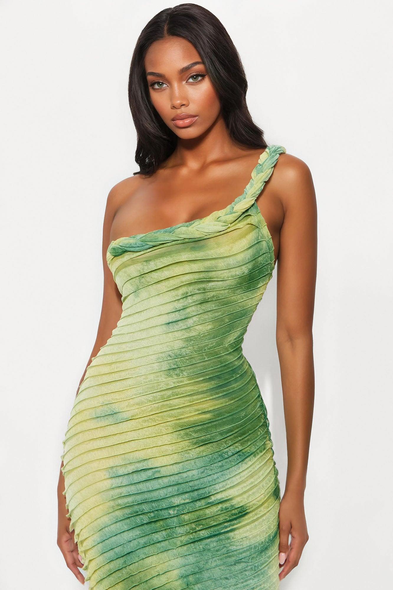 Maylee Textured Maxi Dress - Green/combo Female Product Image