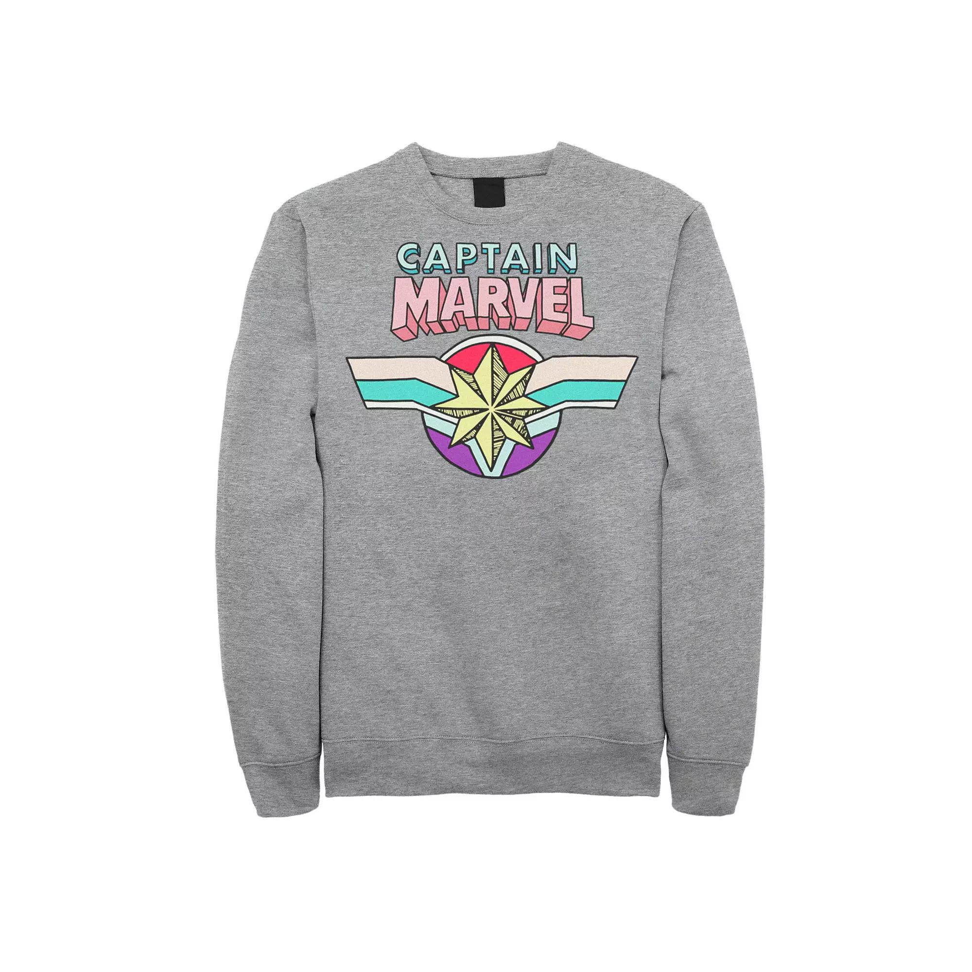 Men's Marvel Captain Marvel Cartoon Style Logo Sweatshirt,  Product Image