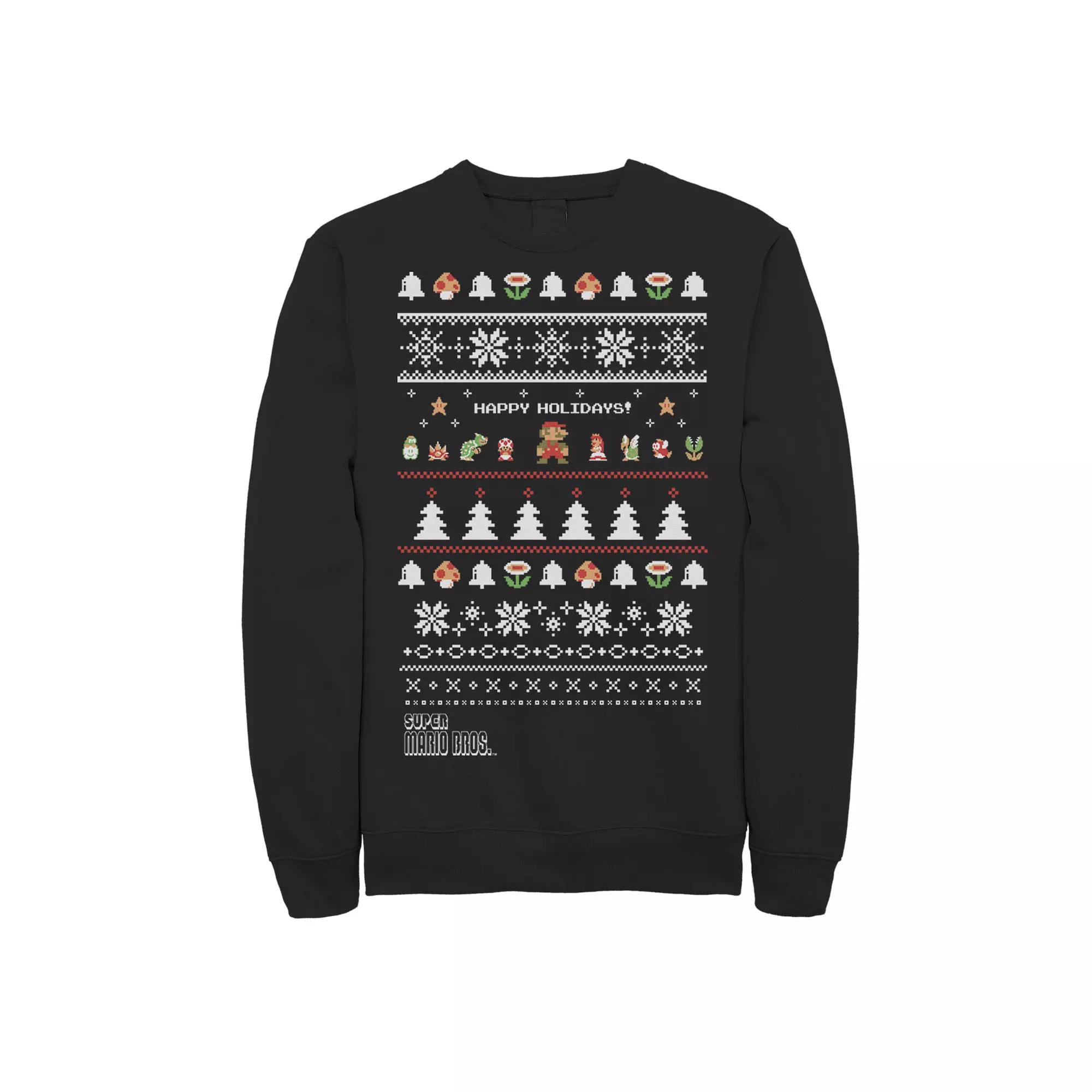 Mens Nintendo Super Mario Characters Group Ugly Christmas Sweatshirt Product Image