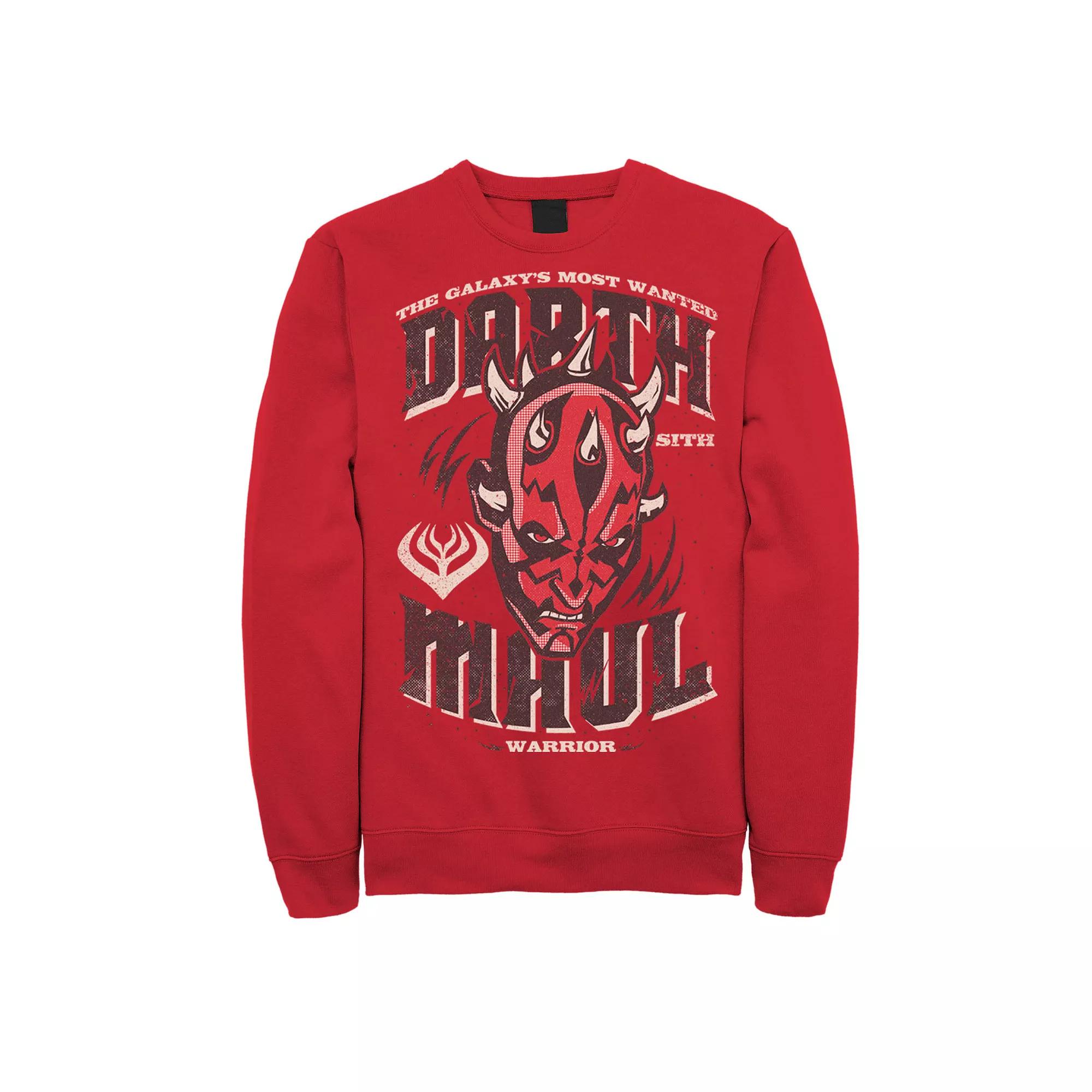 Men's Star Wars Darth Maul The Galaxy's Most Wanted Head Shot Sweatshirt, Size: Medium, Red Product Image
